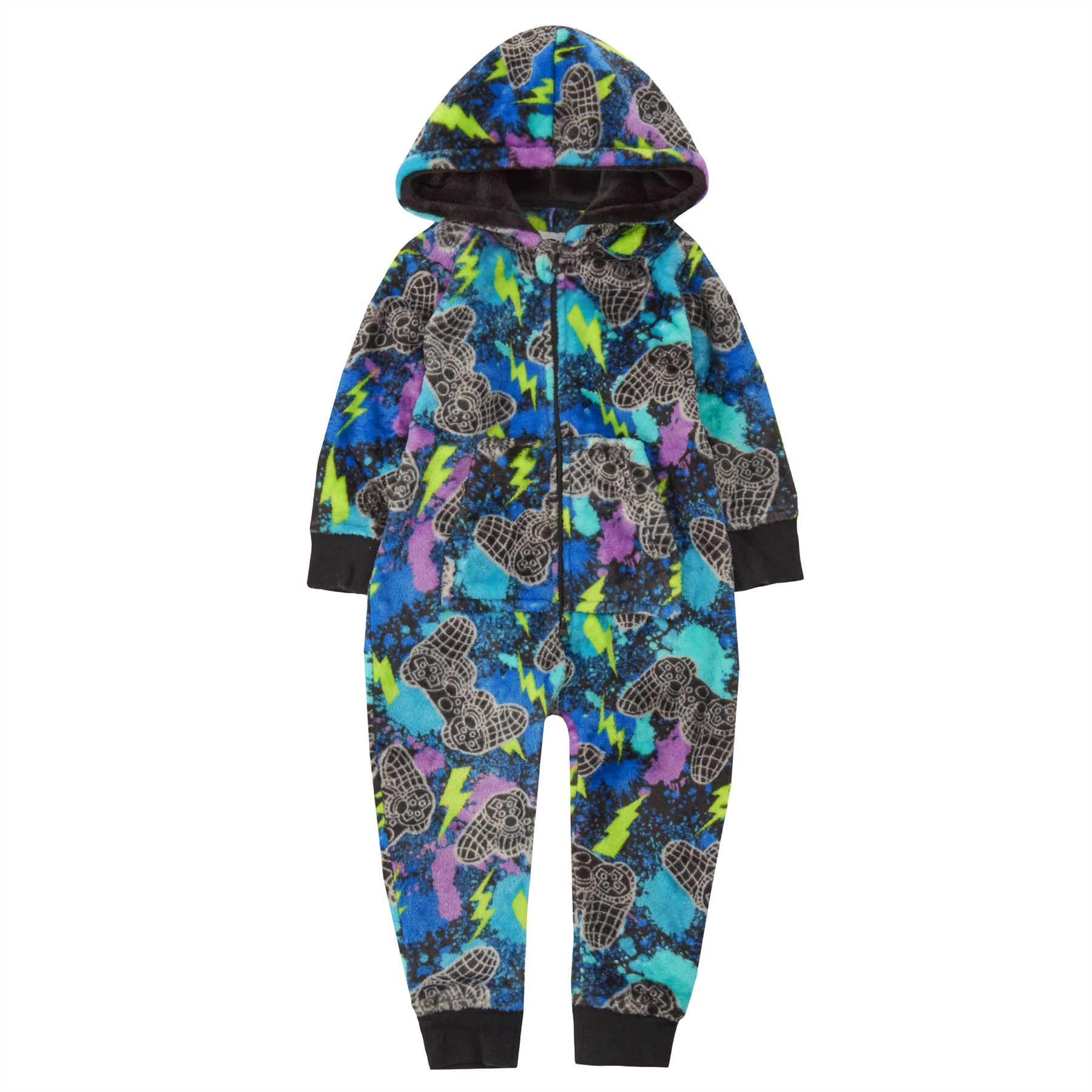 Kids Novelty Animal 1Onezie Soft Coral Fleece 3D All in One Sleepsuit with Hood - Picture 37 of 88