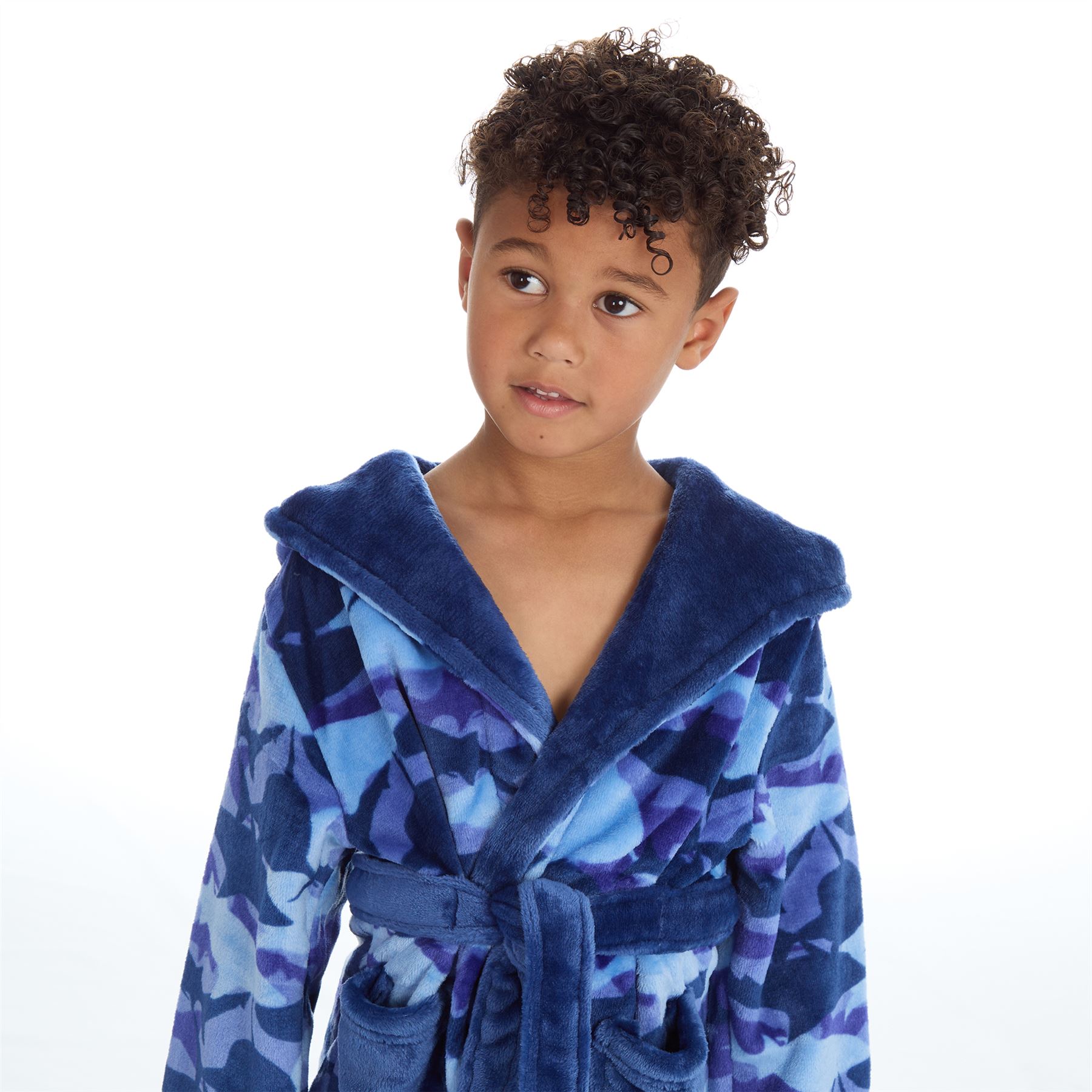 Kids Dressing Gown Boys Kids Fleece Novelty Soft Hooded Character Winter Robe - Picture 46 of 51