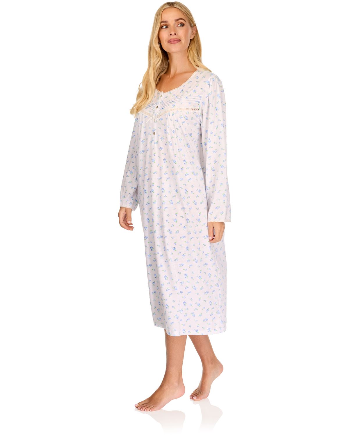 Ladies Vintage Blossoms Floral Cotton Nightdress Robe Pyjamas Nightwear - Produktbild 1