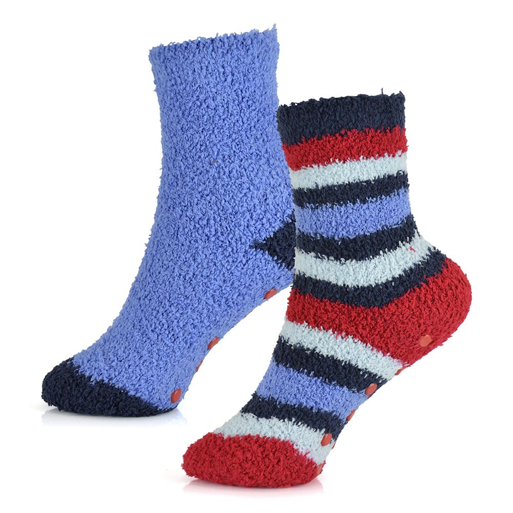Babies Kids Fluffy Socks Cosy Warm Fuzzy Slipper Bed Sock with Grips (4 Pairs) - Picture 21 of 74