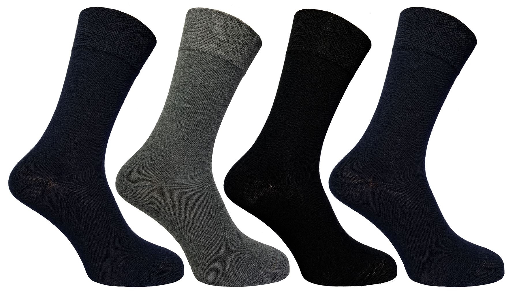 Bamboo Diabetic Socks Mens 4 Pack Flexitop Soft Hold Loose Top Non Elastic - Foto 12