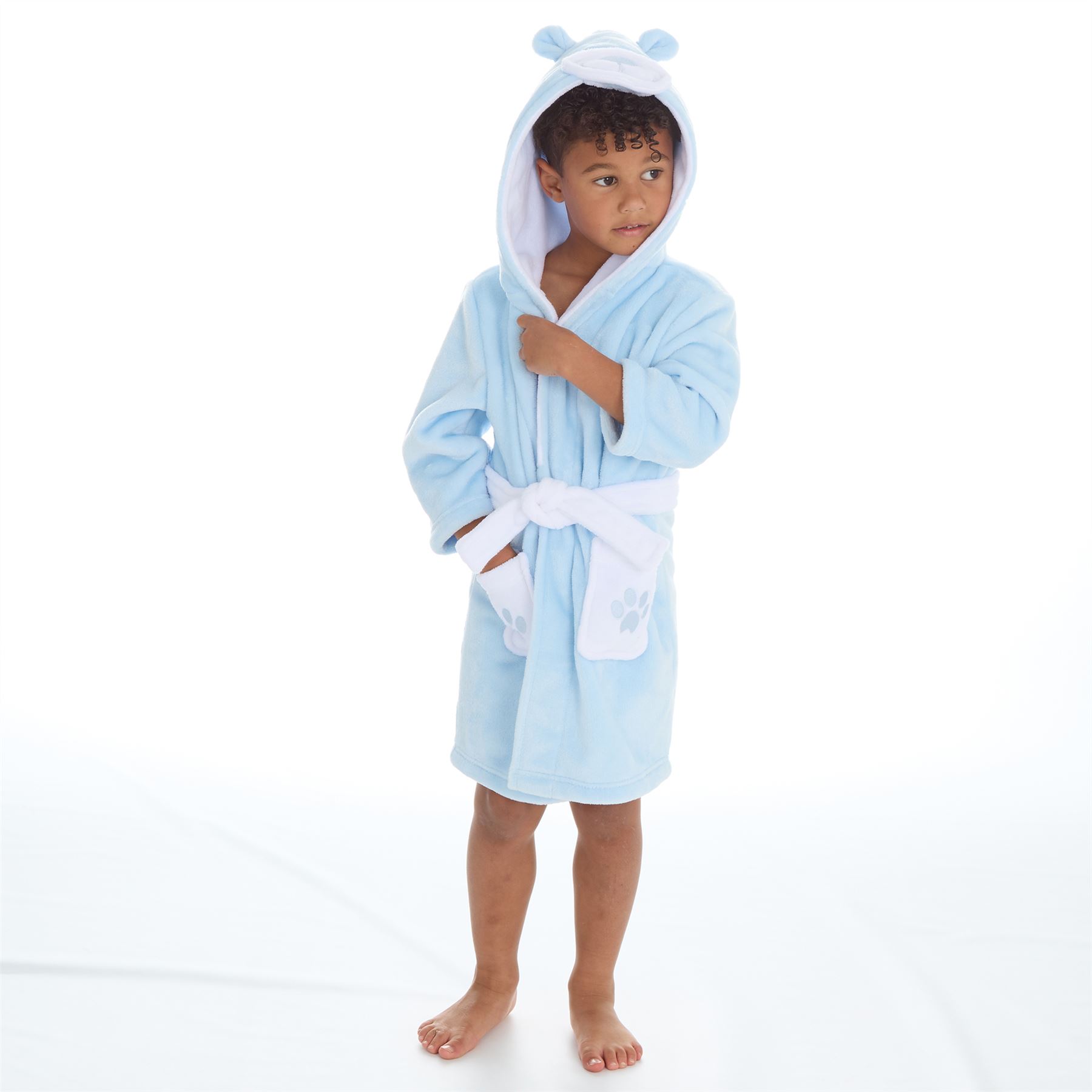 Baby Toddlers Bathrobe Infant Kid Soft Coral Fleece Hooded Dressing Gown - Picture 69 of 103