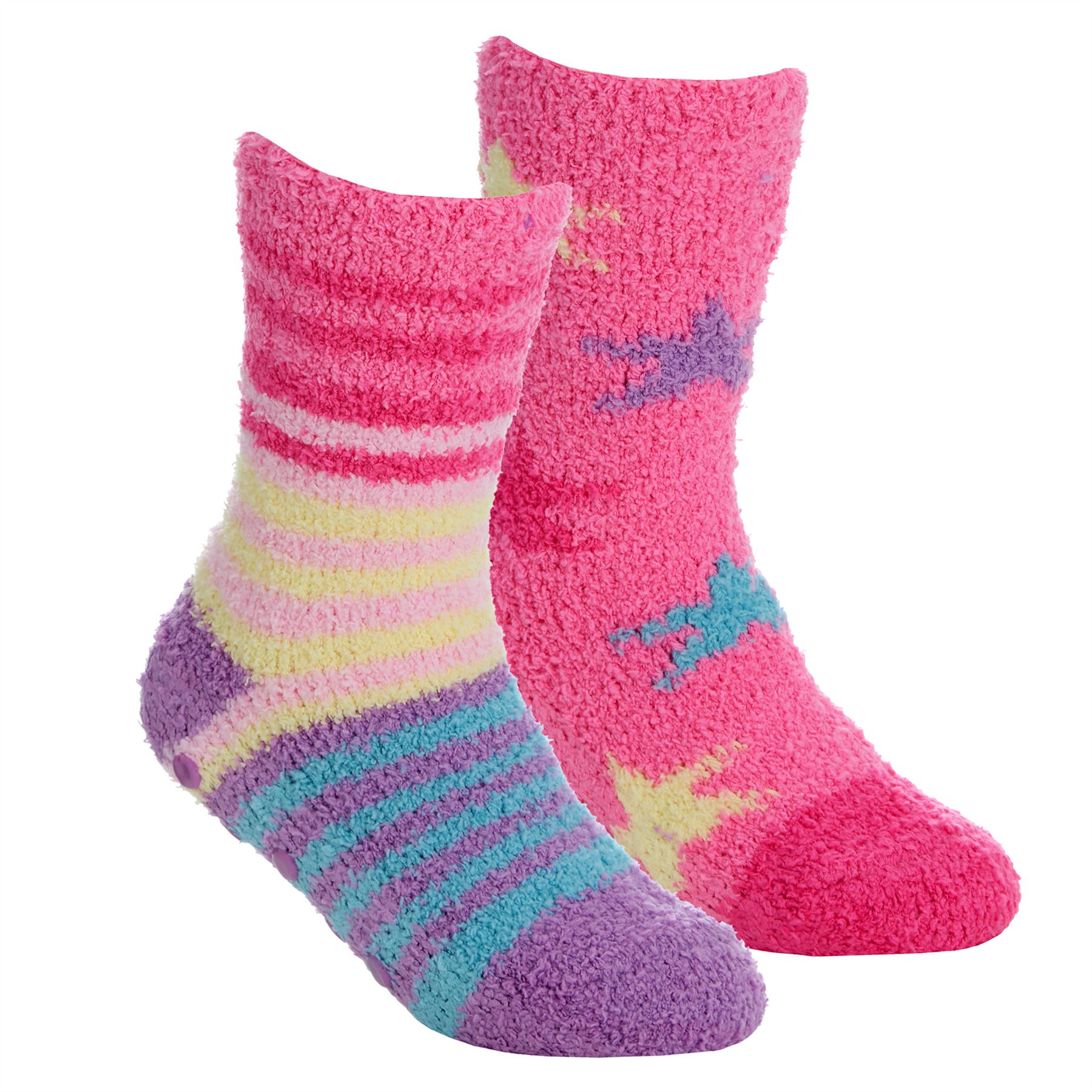 Babies Kids Fluffy Socks Cosy Warm Fuzzy Slipper Bed Sock with Grips (4 Pairs) - Picture 71 of 74