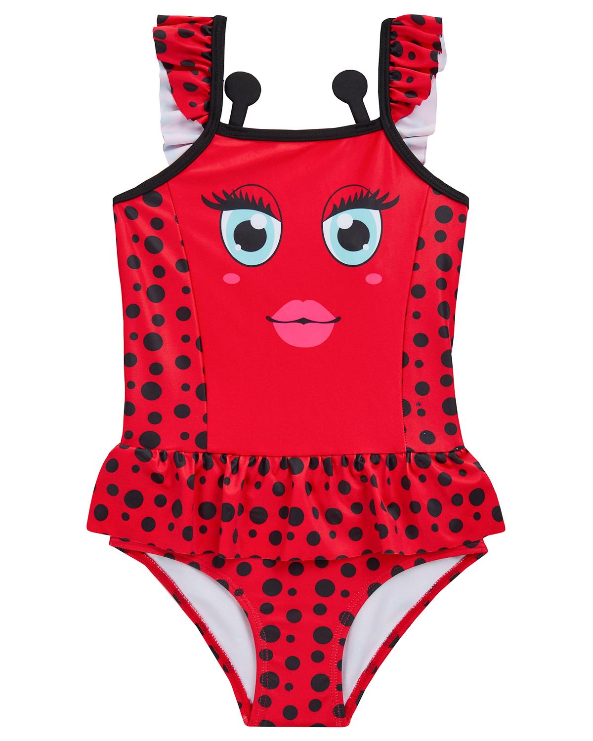 Girls Bathing Suit Kids Novelty Animal One Piece Frilly Swimsuit Swimwear - Picture 8 of 10