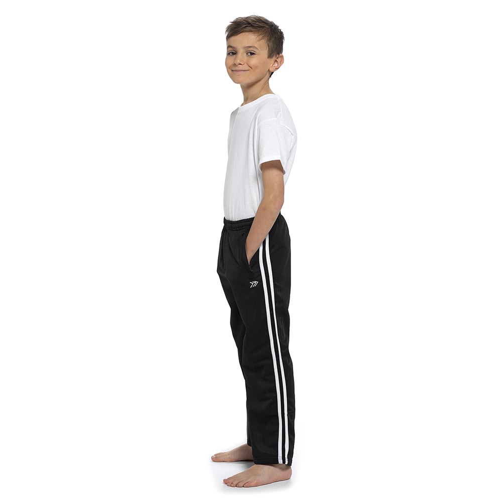 Kids Jogger Bottoms Boys Girls Casual Side Stripe Leisure Loose Leg PE Trousers - Picture 4 of 9