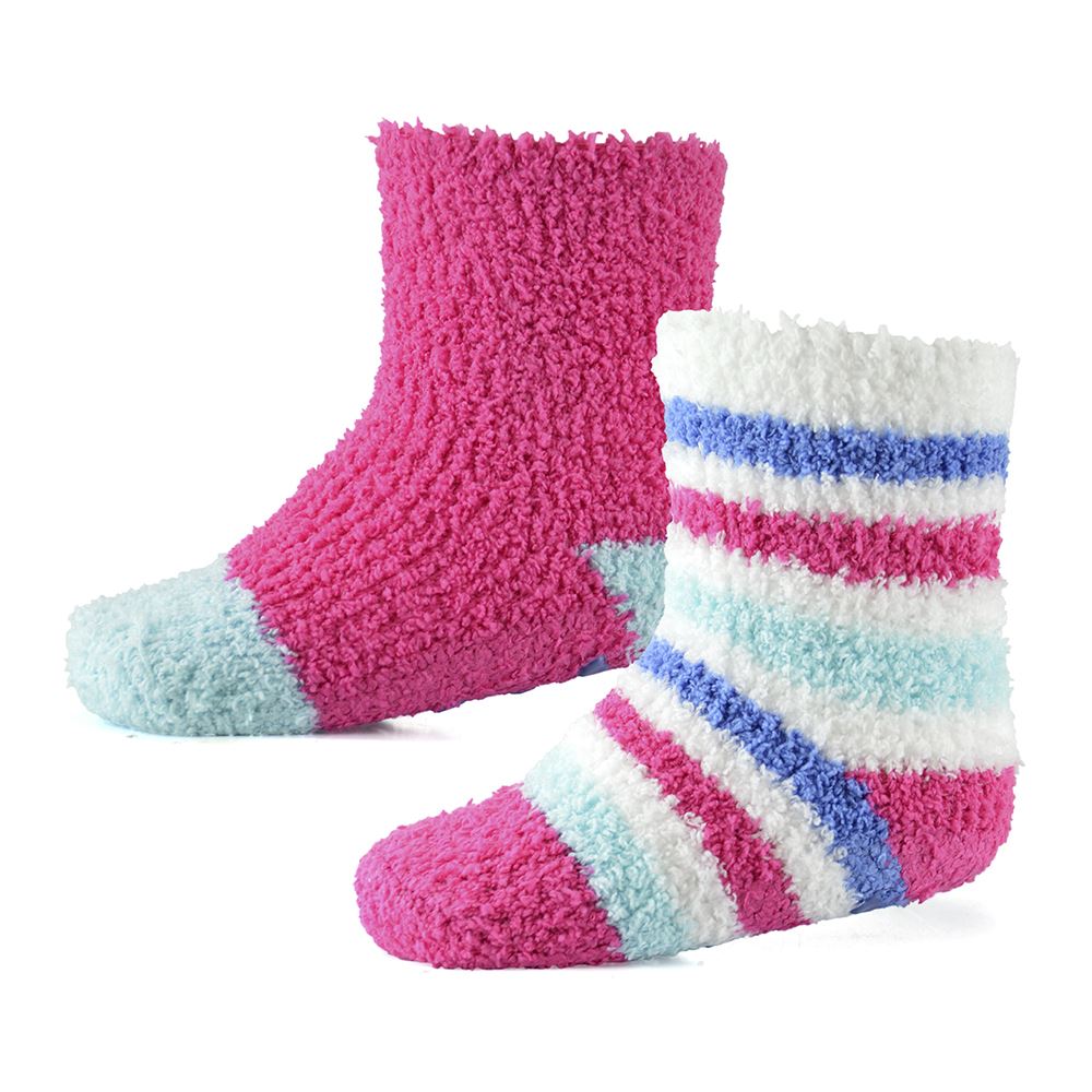 Babies Kids Fluffy Socks Cosy Warm Fuzzy Slipper Bed Sock with Grips (4 Pairs) - Picture 9 of 74