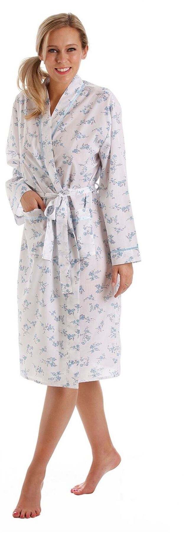 Lady Olga Poly Cotton Floral Long Sleeve Wrap Dressing Gown Size 10-32 - Picture 2 of 3