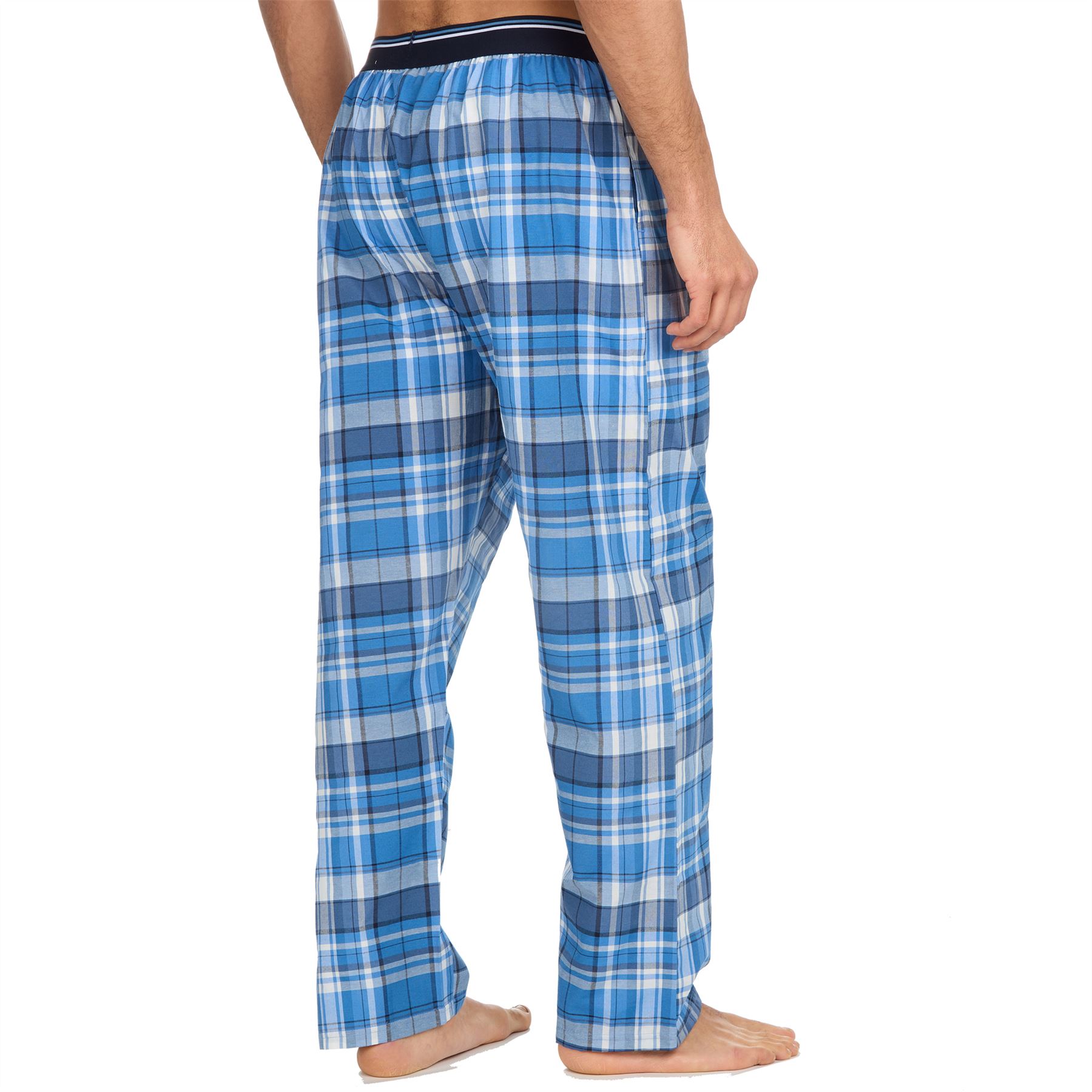Woven Lounge Pants Mens Elasticated Waist Check Pyjama Bottoms PJs Nightwear - Picture 13 of 14