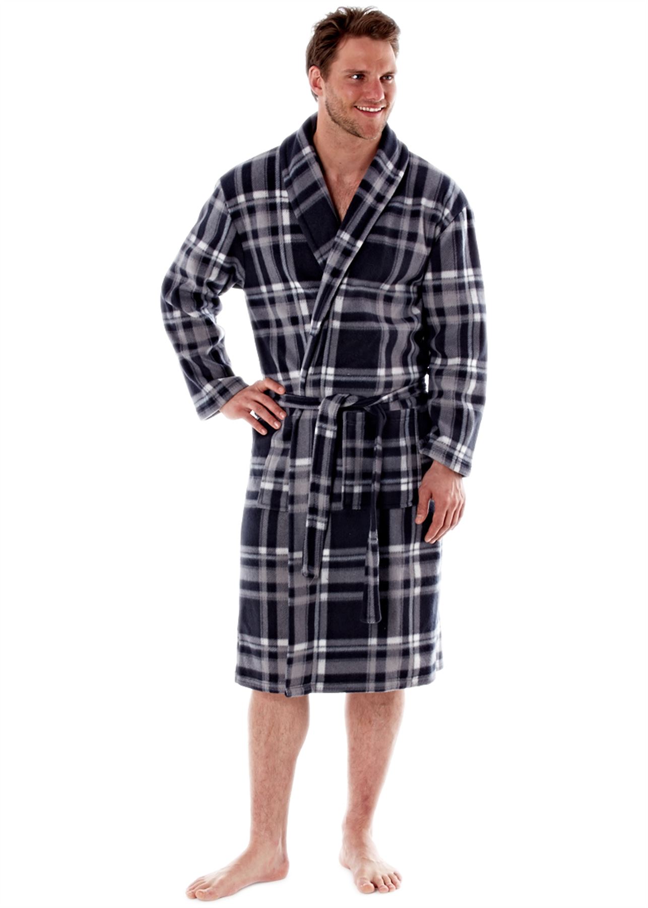 2XL Grey Harvey James Mens Checkered Long Sleeve Fleece Warm Pyjama Set 2XL Grey Harvey James Mens Checkered Long Sleeve Fleece Warm Pyjama Set