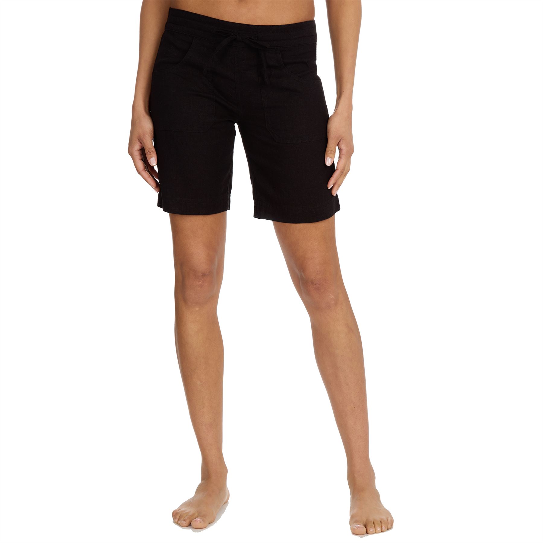 Ladies Linen Shorts Summer Lightweight Longer Length Elasticated Waist Short - Picture 2 of 12