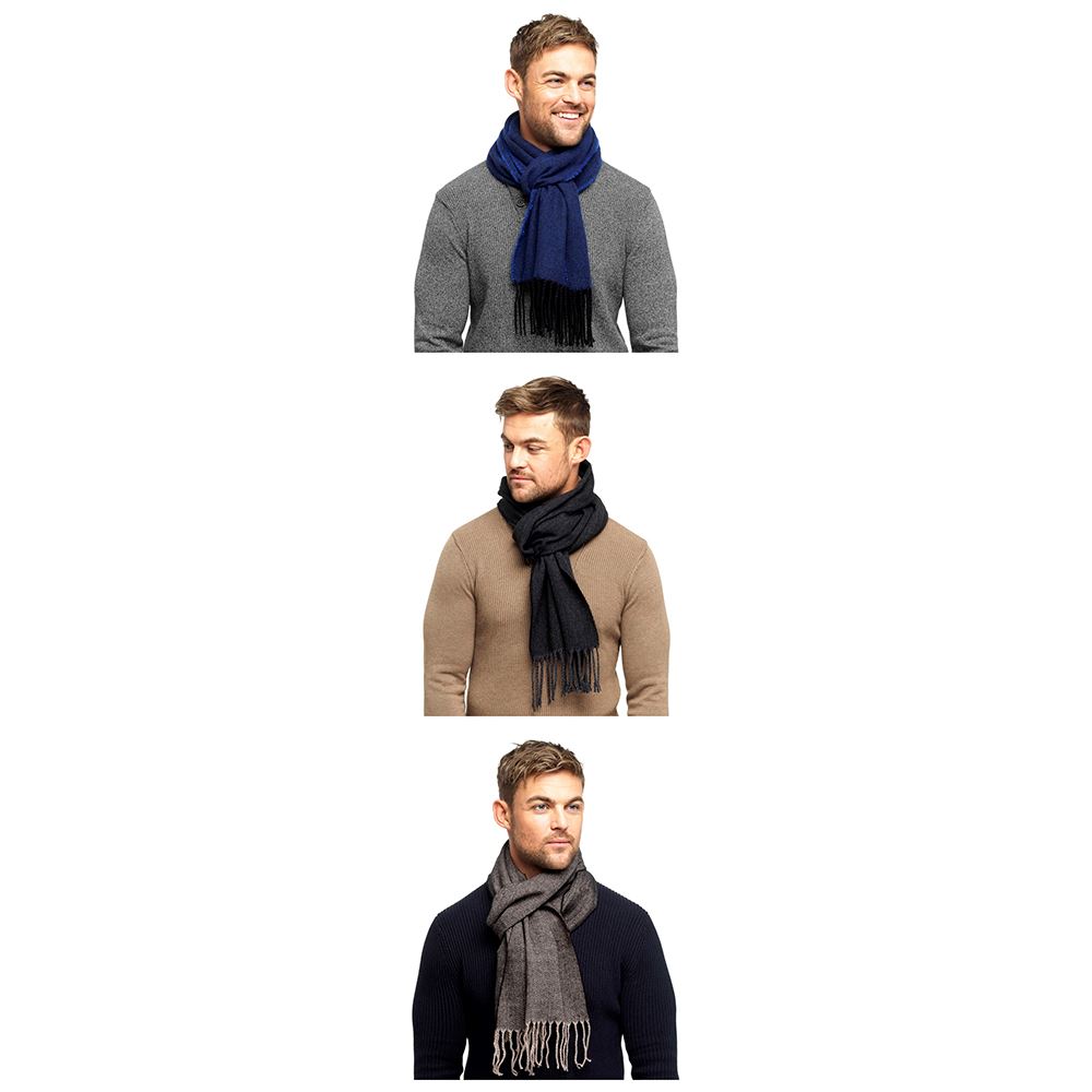 Mens Tom Franks Long Winter Scarves Check or Herringbone Pattern