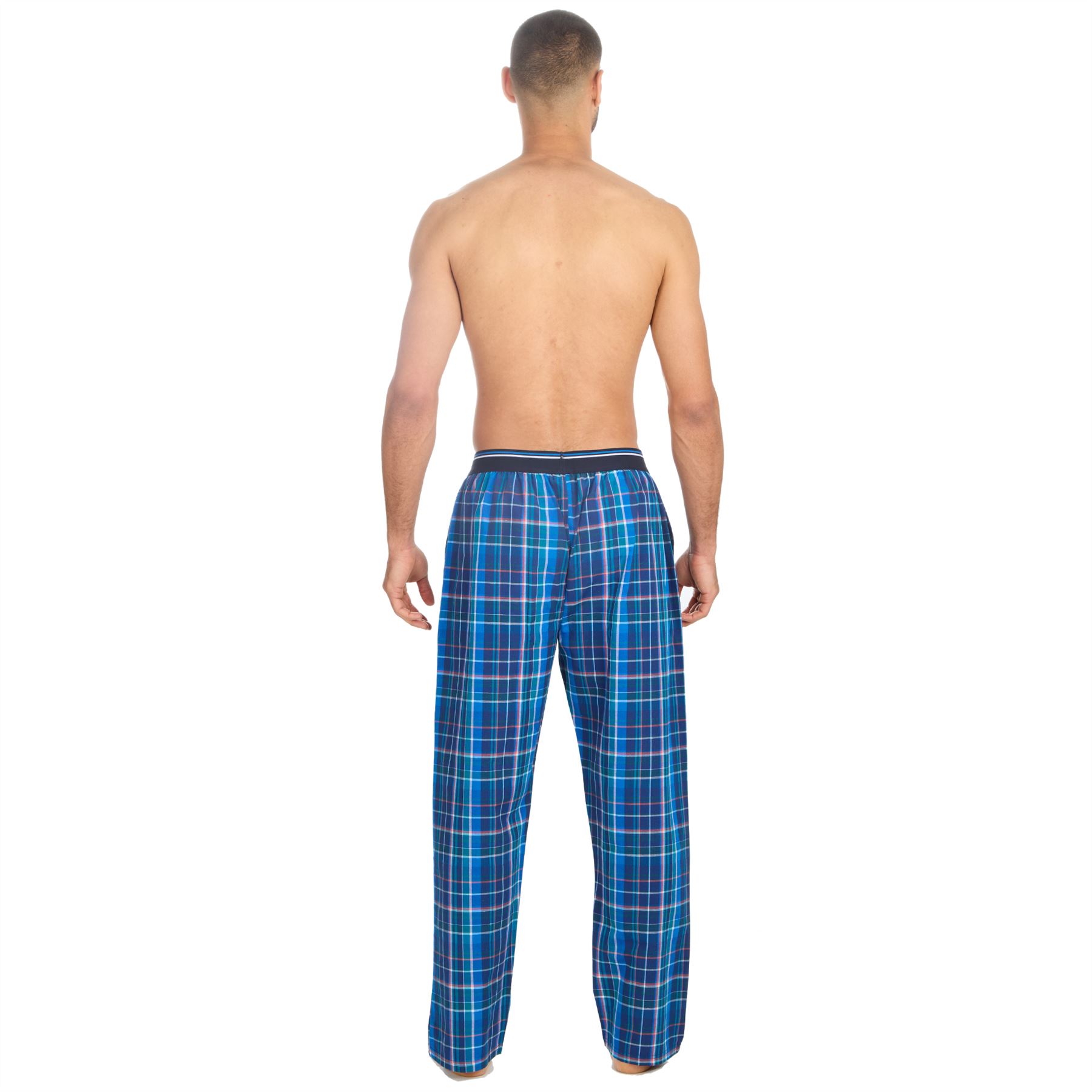 Woven Lounge Pants Mens Elasticated Waist Check Pyjama Bottoms PJs Nightwear - Picture 5 of 14