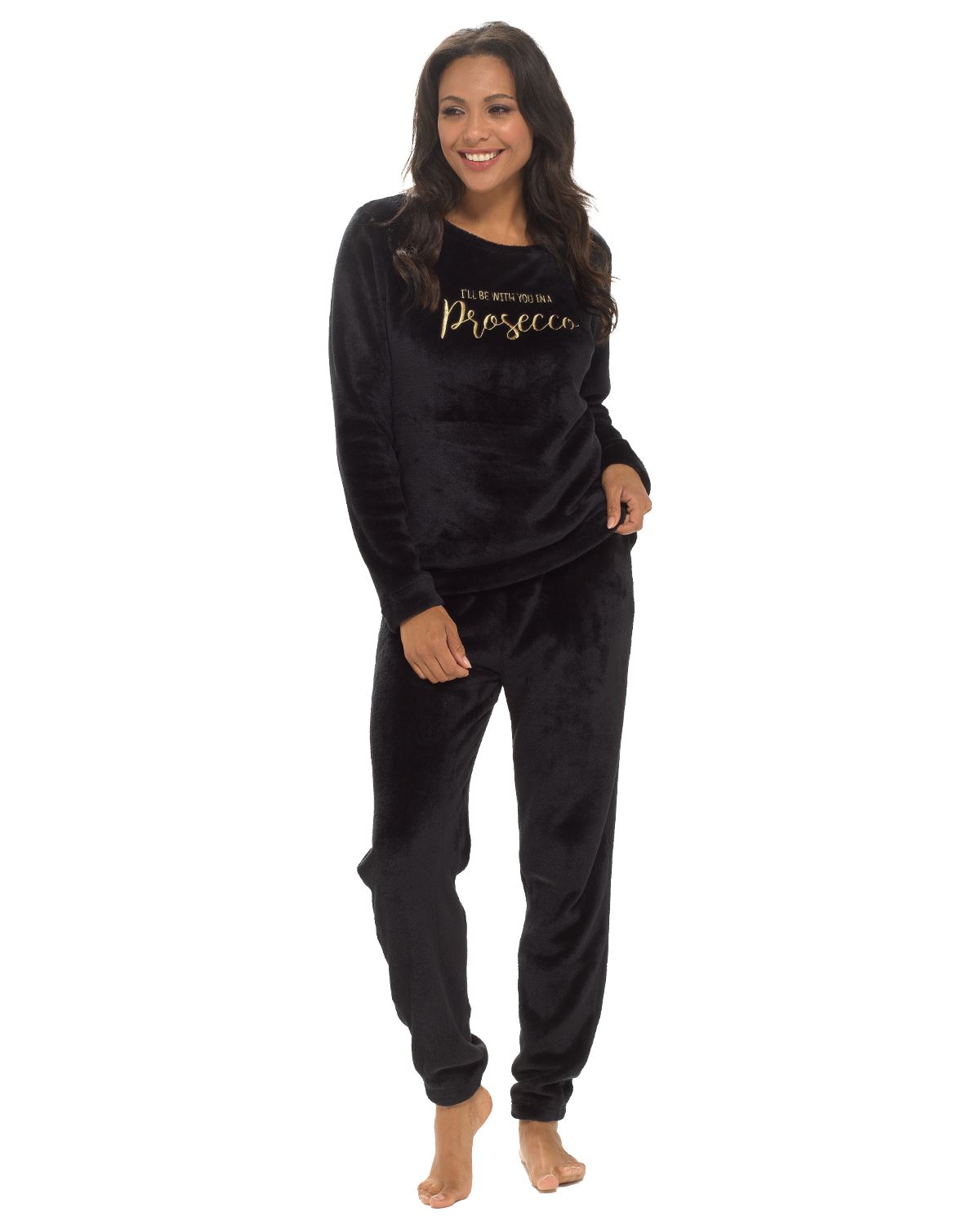 Djeanxa Women's Fleece Pajamas Set - Soft Flannel Sleepwear, Long Sleeve, 2-Piece Winter PJs - View #5