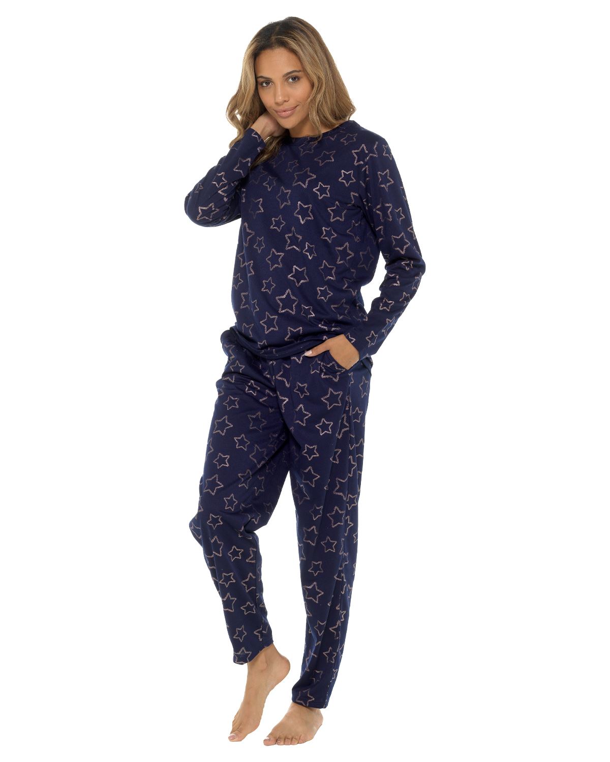 Long Jersey Pyjamas Ladies Soft Cotton Animal Print Pyjama Set Nightwear - Picture 29 of 35