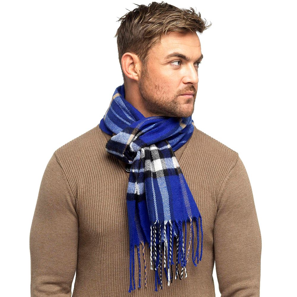 Mens Tom Franks Long Winter Scarves Check or Herringbone Pattern