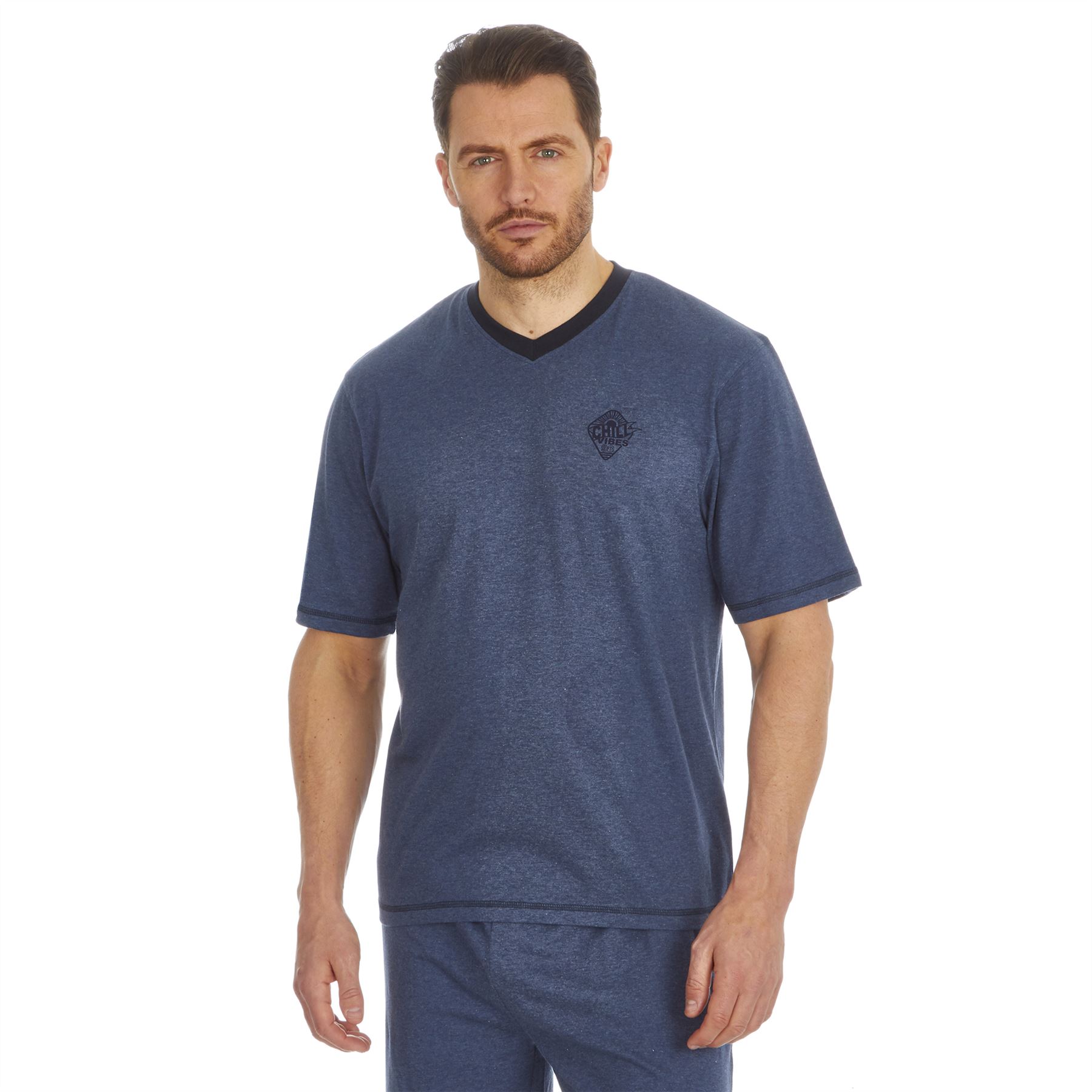 Mens Short Pyjamas Jersey Cotton Short Sleeve Pyjama Set Loose Nightwear PJs - Picture 10 of 46