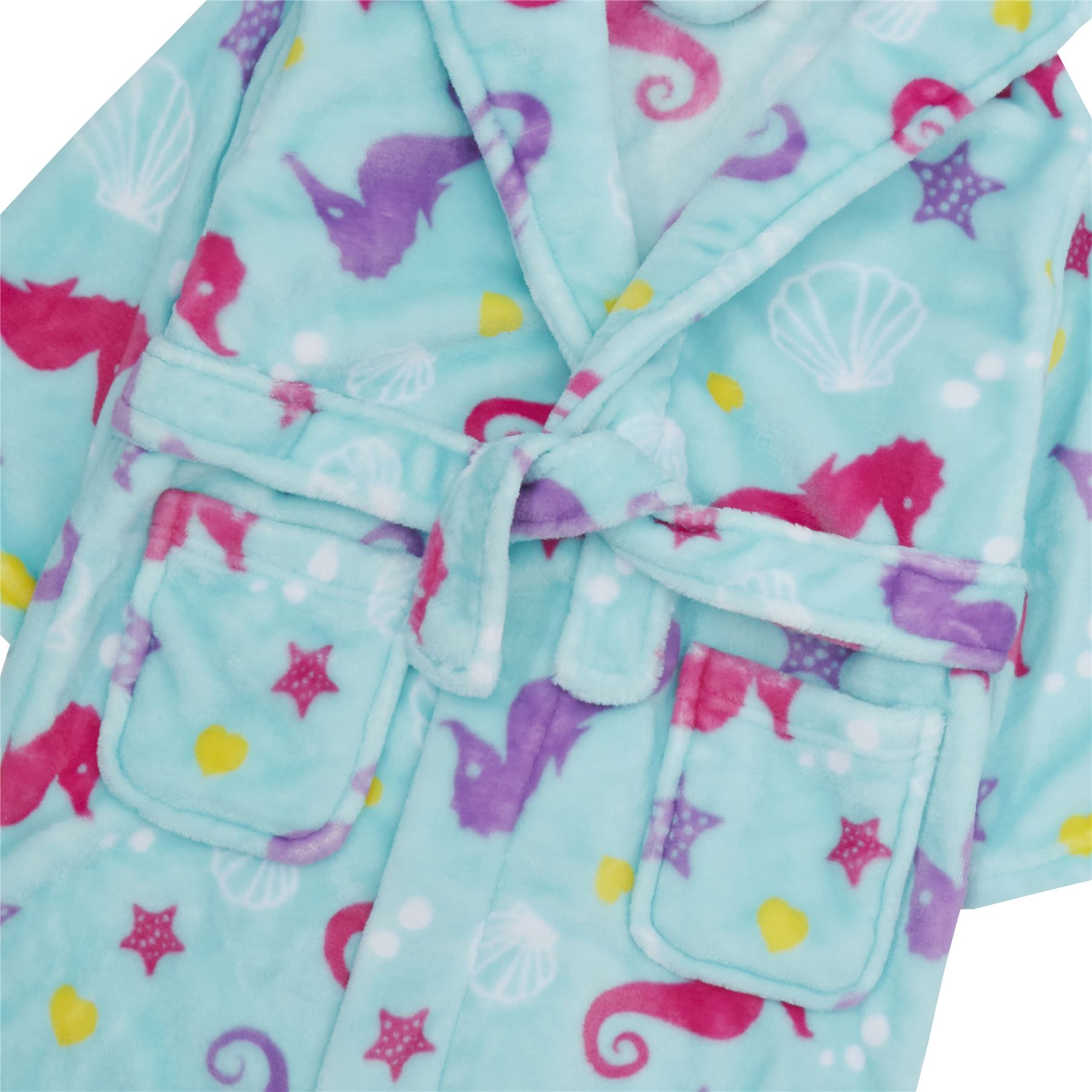Girls Fleece Bathrobe Kids Childrens Novelty Soft Hooded Character