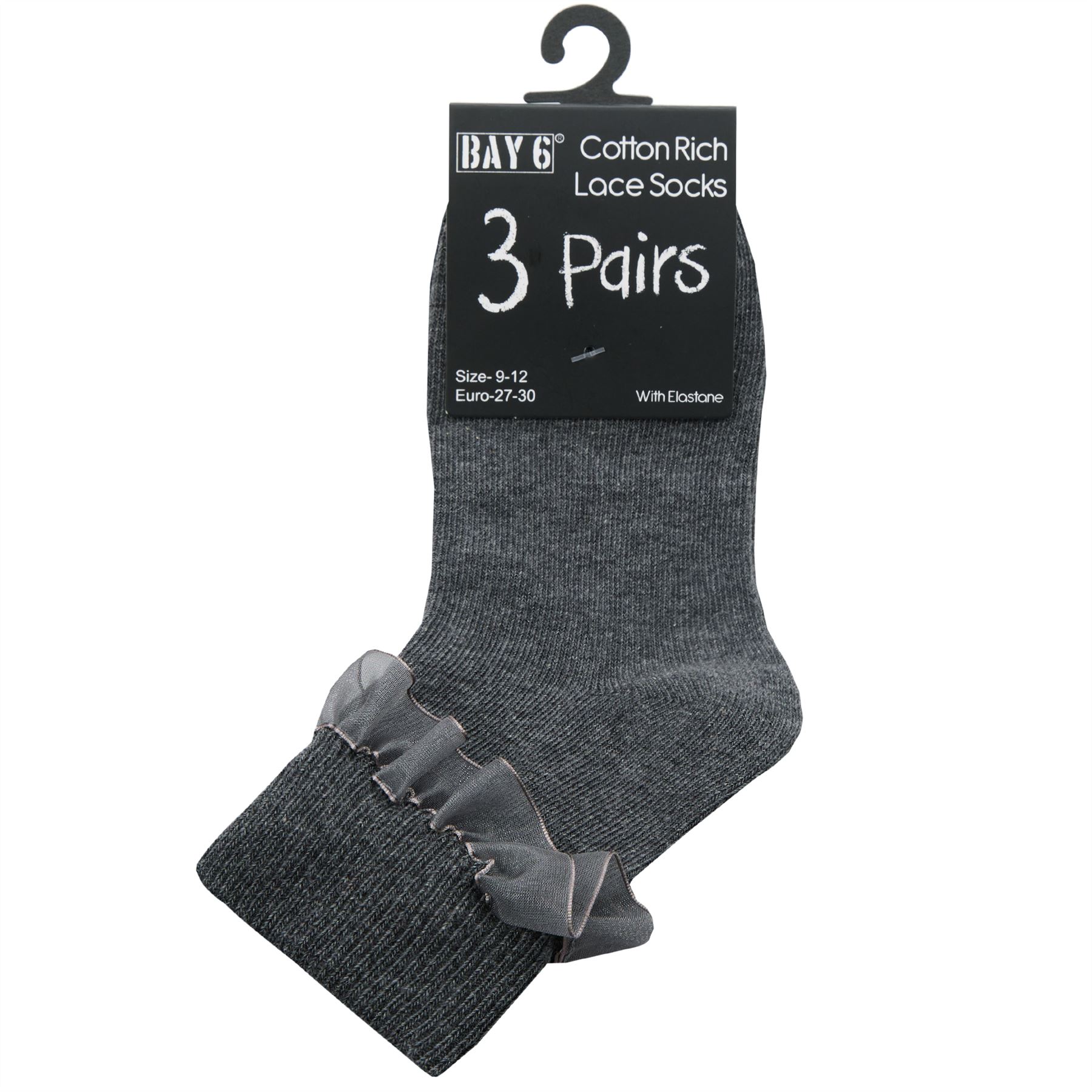 Kids Cotton Lace Socks Girls Fold Over Frilly Trim School Everyday Party Sock - Picture 33 of 37