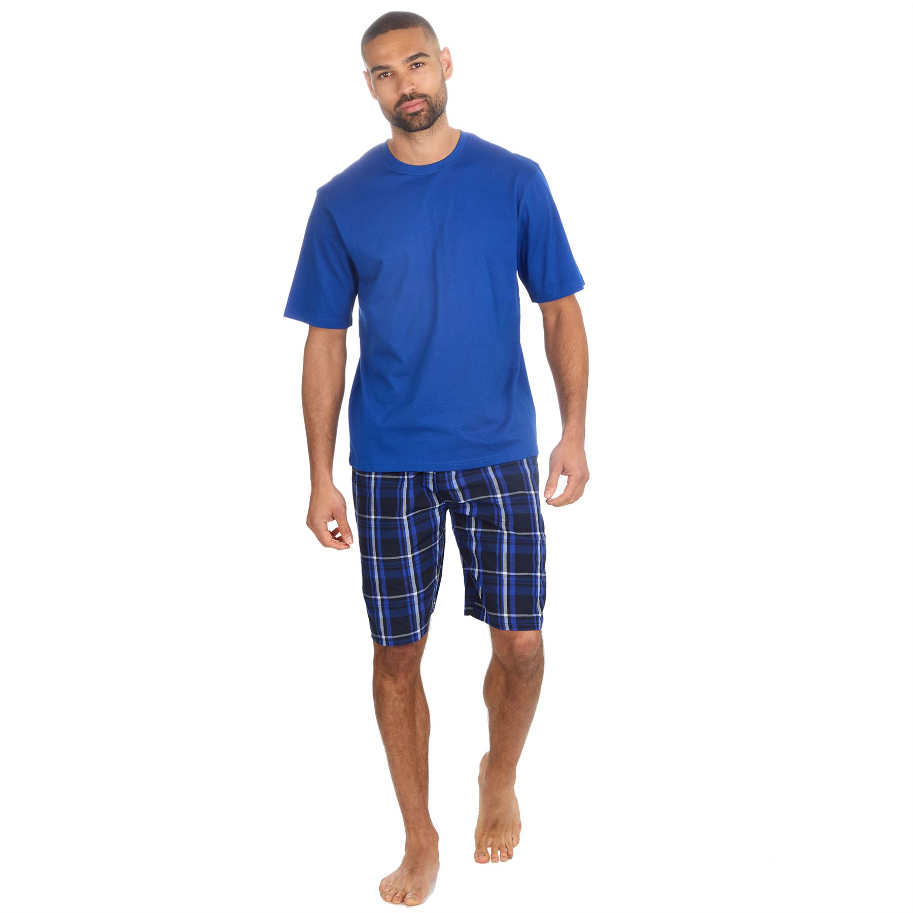 Mens Short Pyjamas Jersey Cotton Short Sleeve Pyjama Set Loose Nightwear PJs - Picture 38 of 46