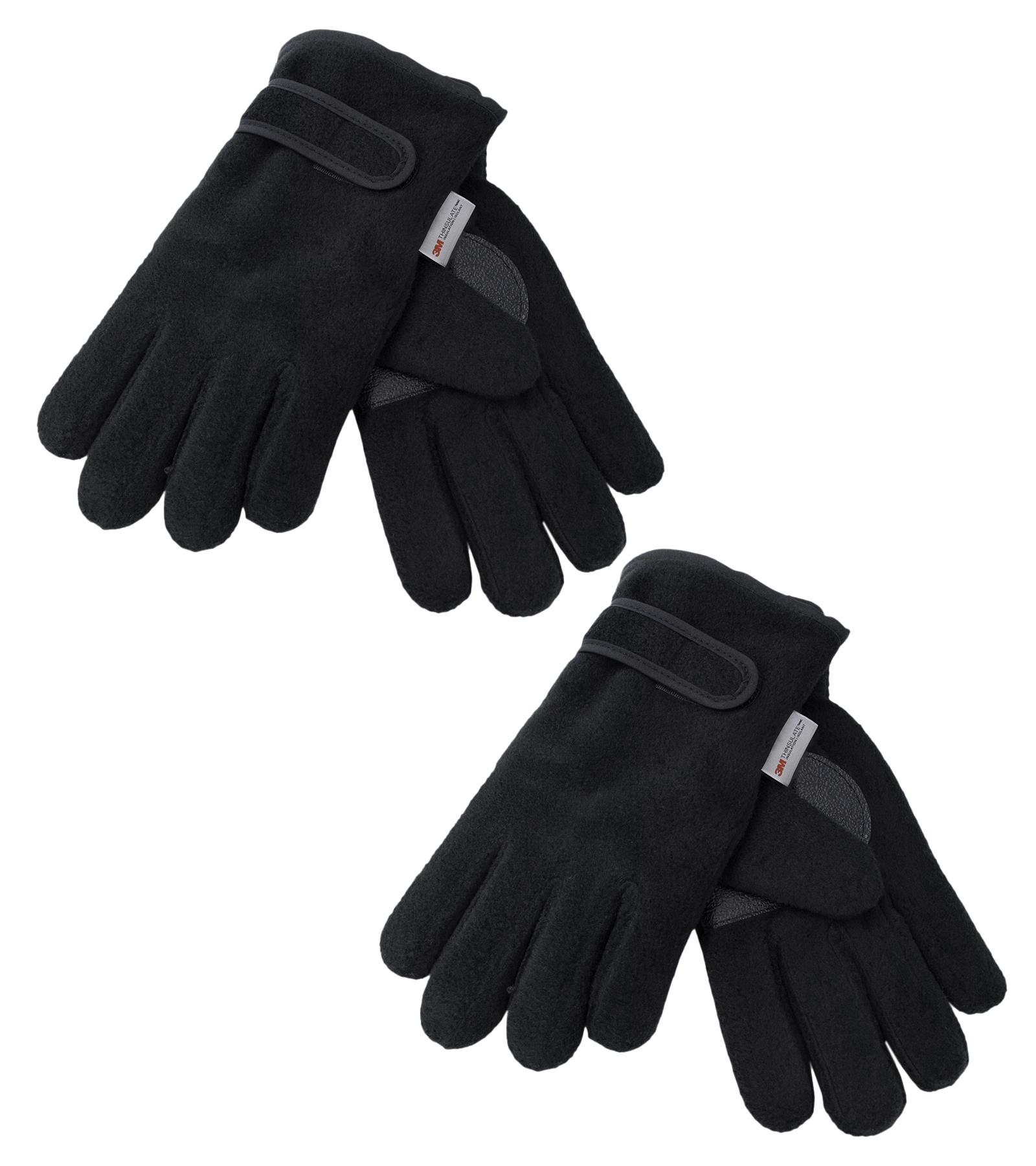 Kids Thermal Fleece Gloves Thinsulate Quality Polar Warm Glove 1 or 2 Pack - Picture 4 of 4