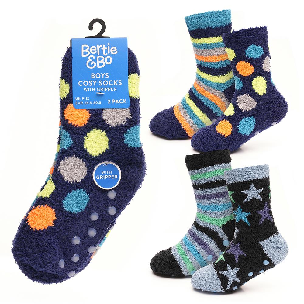 Babies Kids Fluffy Socks Cosy Warm Fuzzy Slipper Bed Sock with Grips (4 Pairs) - Picture 30 of 74