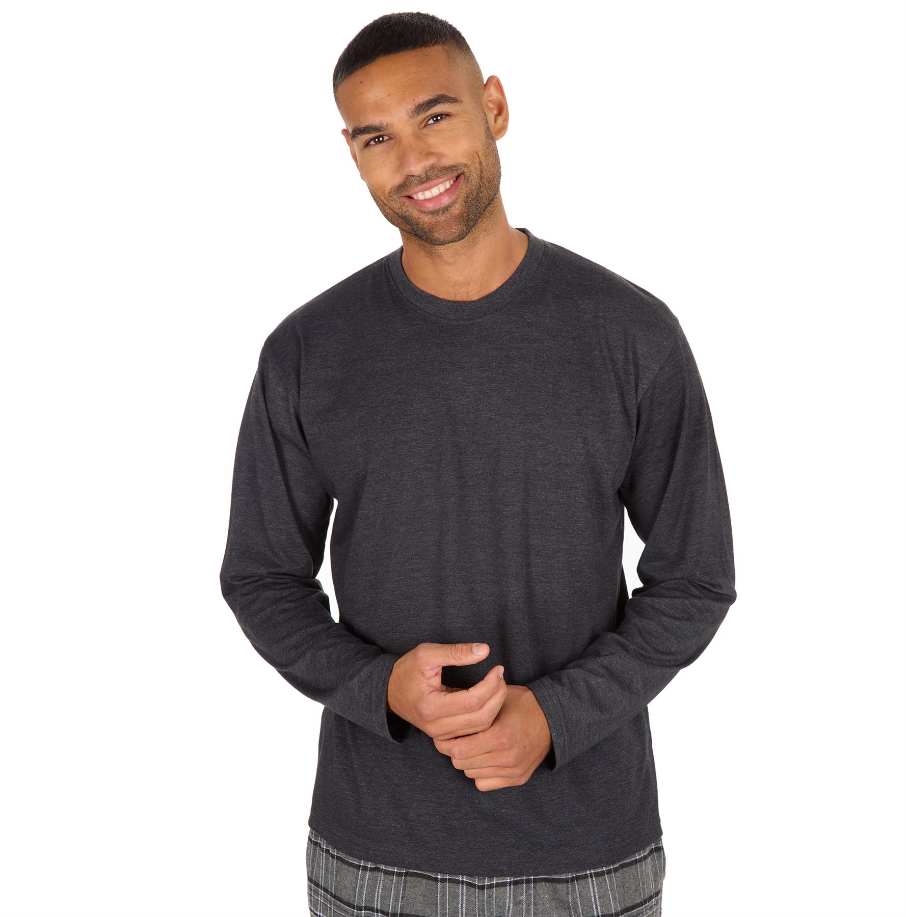 Mens Pyjama Set Adults Jersey & Flannel Cotton Blend Long Sleeve Lounge Pyjamas - Picture 18 of 25