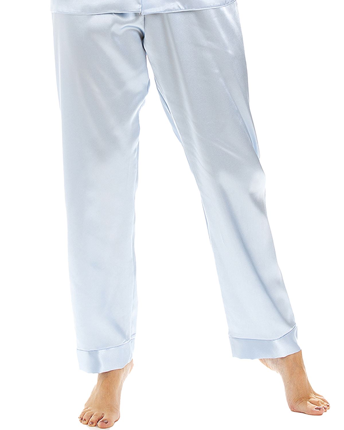 Traditional Satin Button Pyjamas Lady Olga Long Sleeve Button Through Pyjama Set - Picture 7 of 22