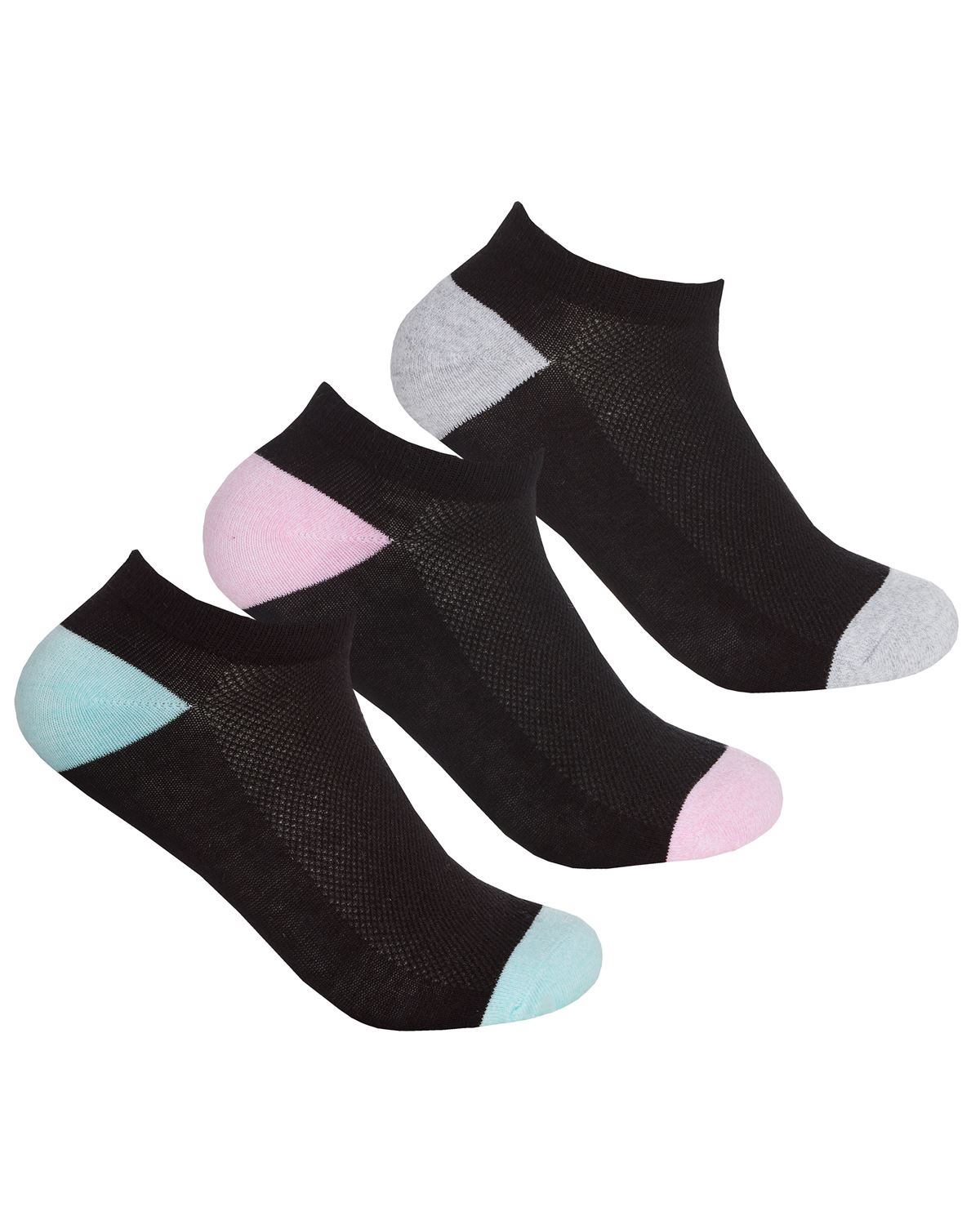 Sport Trainer Socks Ladies Cotton Rich Active Ventilation Mesh Low Cut Sock - Picture 7 of 13