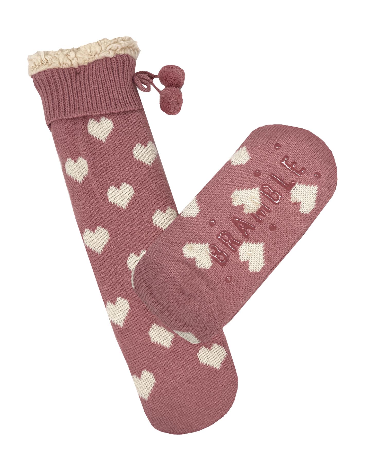 Bramble Lounge Slipper Socks Non-Slip Sherpa Lined Cosy Textured Sock - Picture 10 of 30