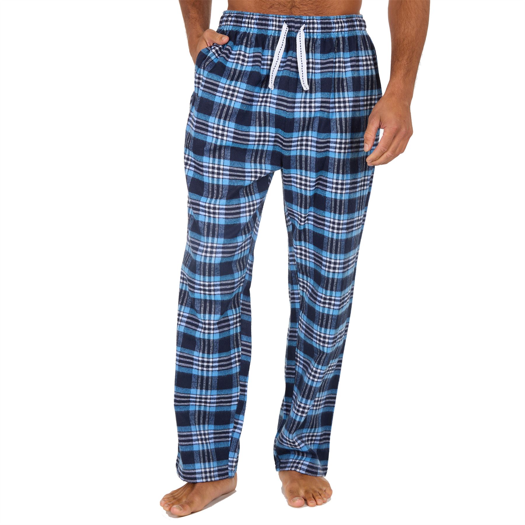 Mens Brushed Cotton Lounge Pants Soft Flannel Check PJs Pyjama Bottoms - Picture 5 of 23