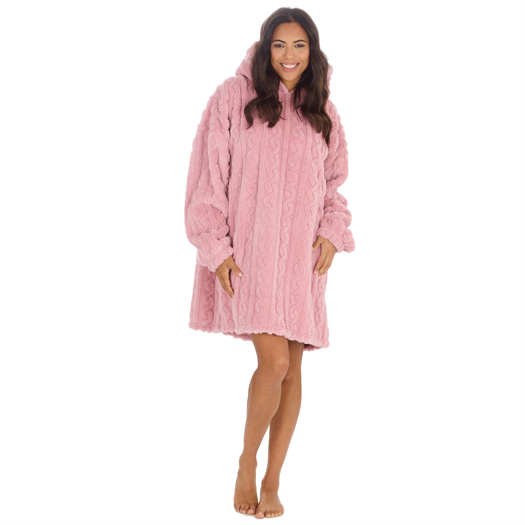 Sudadera con capucha Sherpa de gran tamaño para adultos cable polar con capucha acurrucarse salón manta jersey - Imagen 16 de 21