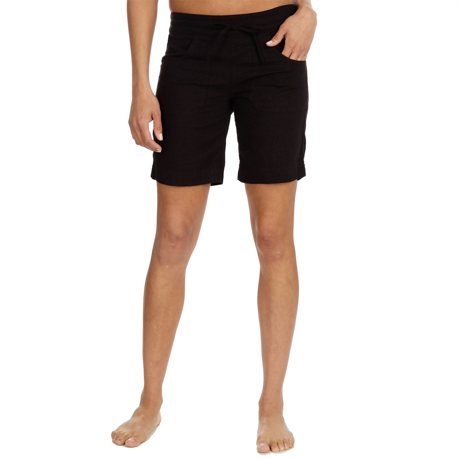 Ladies Linen Shorts Summer Lightweight Longer Length Elasticated Waist Short - Picture 3 of 12