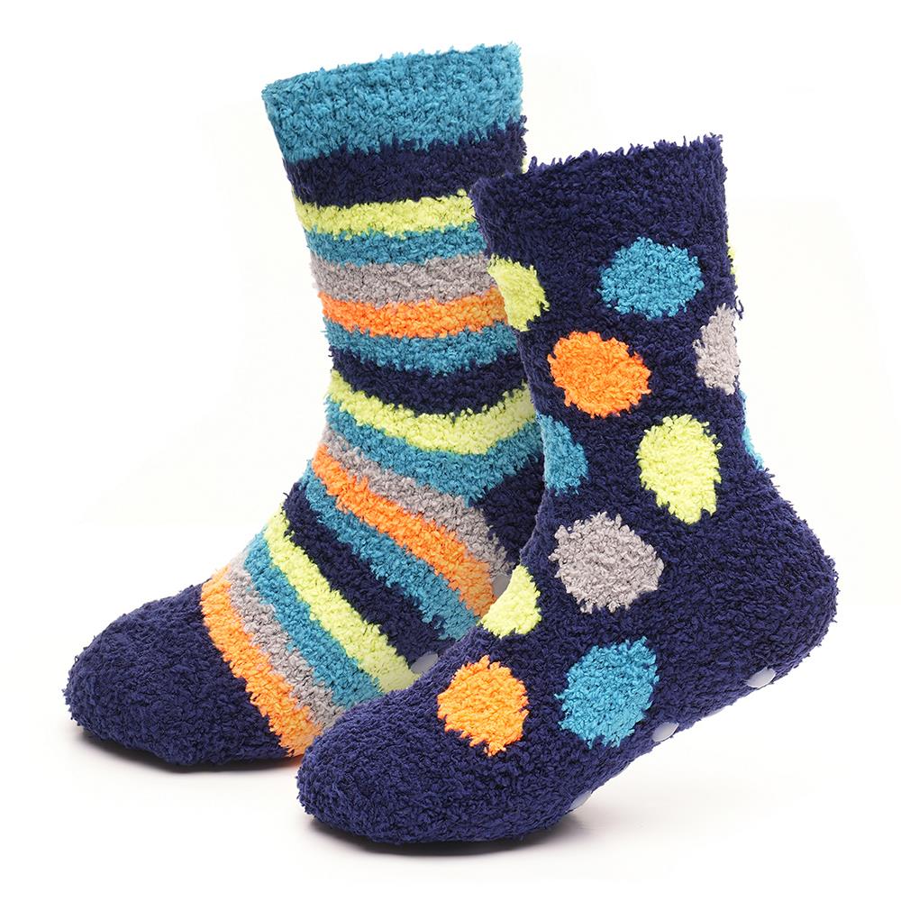Babies Kids Fluffy Socks Cosy Warm Fuzzy Slipper Bed Sock with Grips (4 Pairs) - Picture 31 of 74