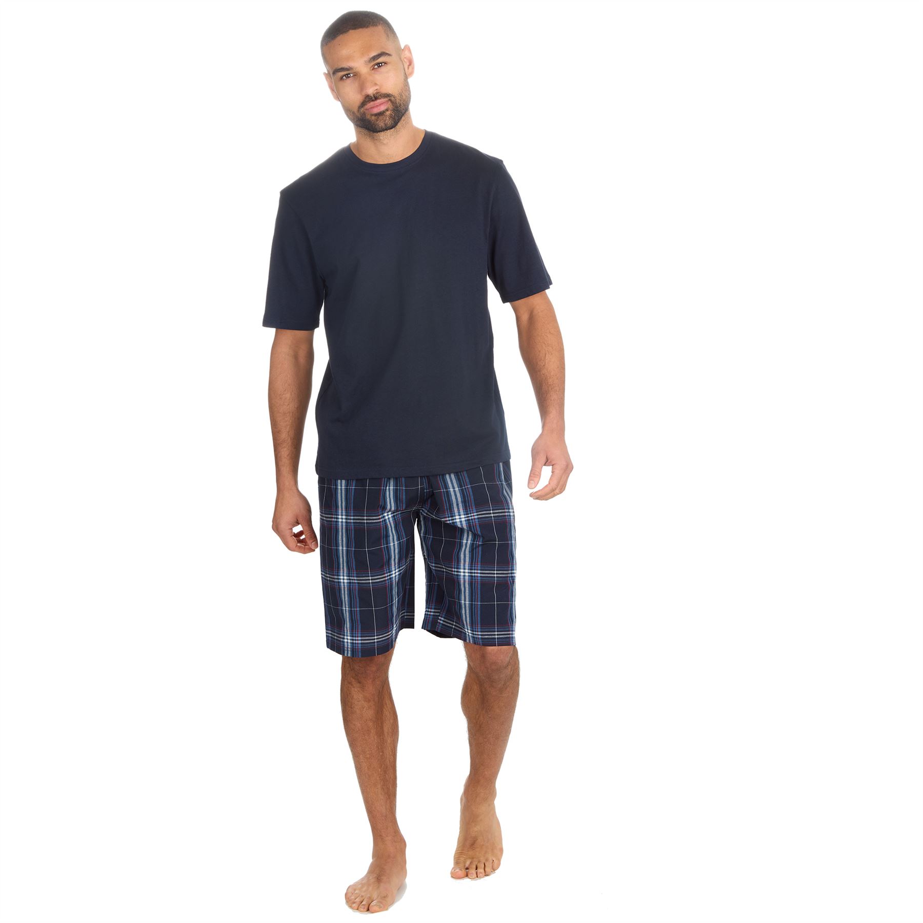 Mens Short Pyjamas Jersey Cotton Short Sleeve Pyjama Set Loose Nightwear PJs - Picture 32 of 46