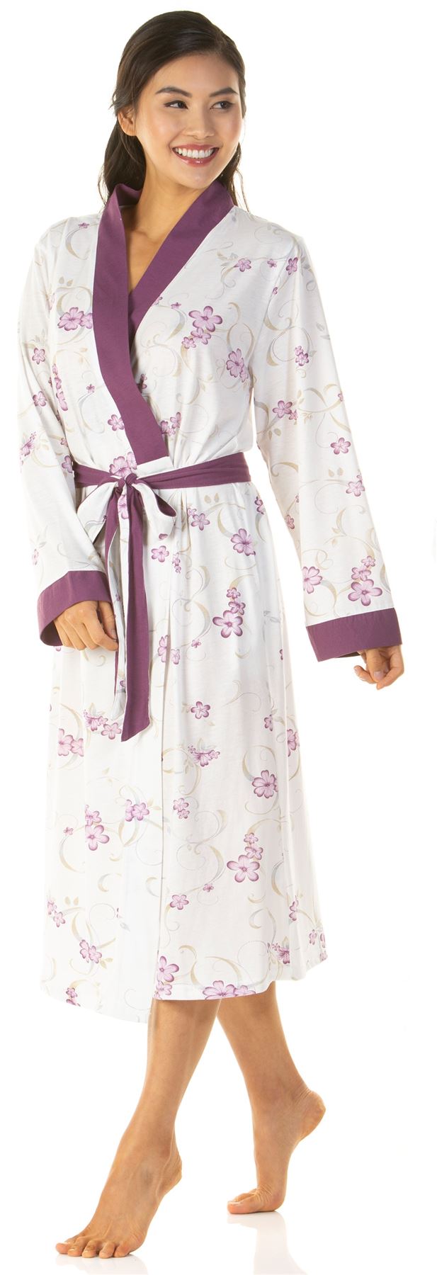 Lady Olga Luxury Poly/Cotton Dressing Gown Wrap 6704 Blue Pink or