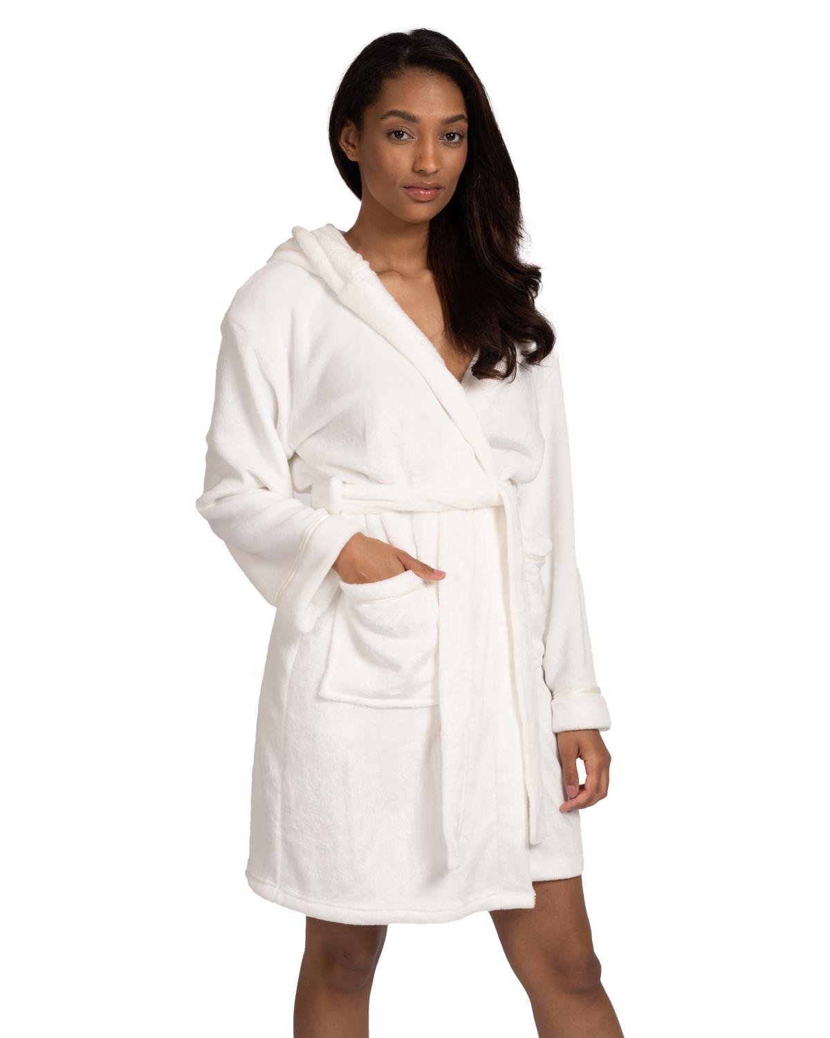 Ladies Super Soft Winter Fleece Hooded Satin Trim Wrap Dressing Gown eBay
