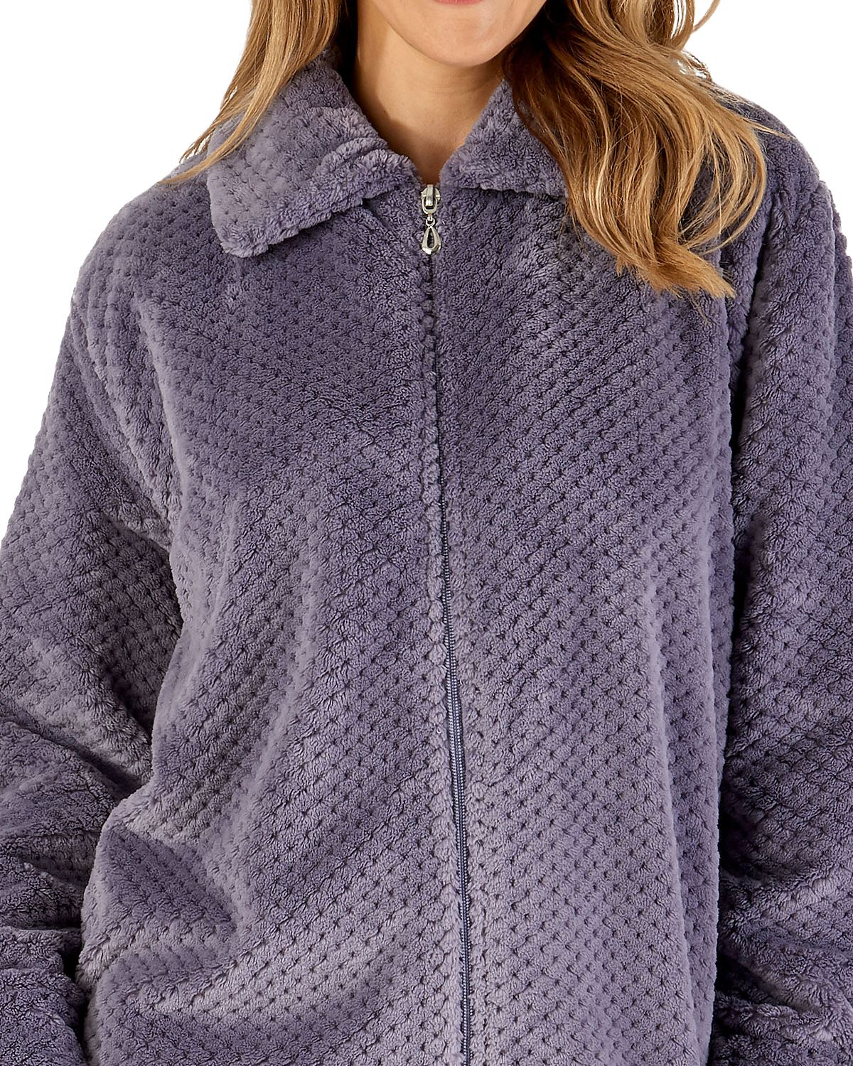 Ladies Slenderella Luxury Waffle Fleece Long Sleeve Zip Through