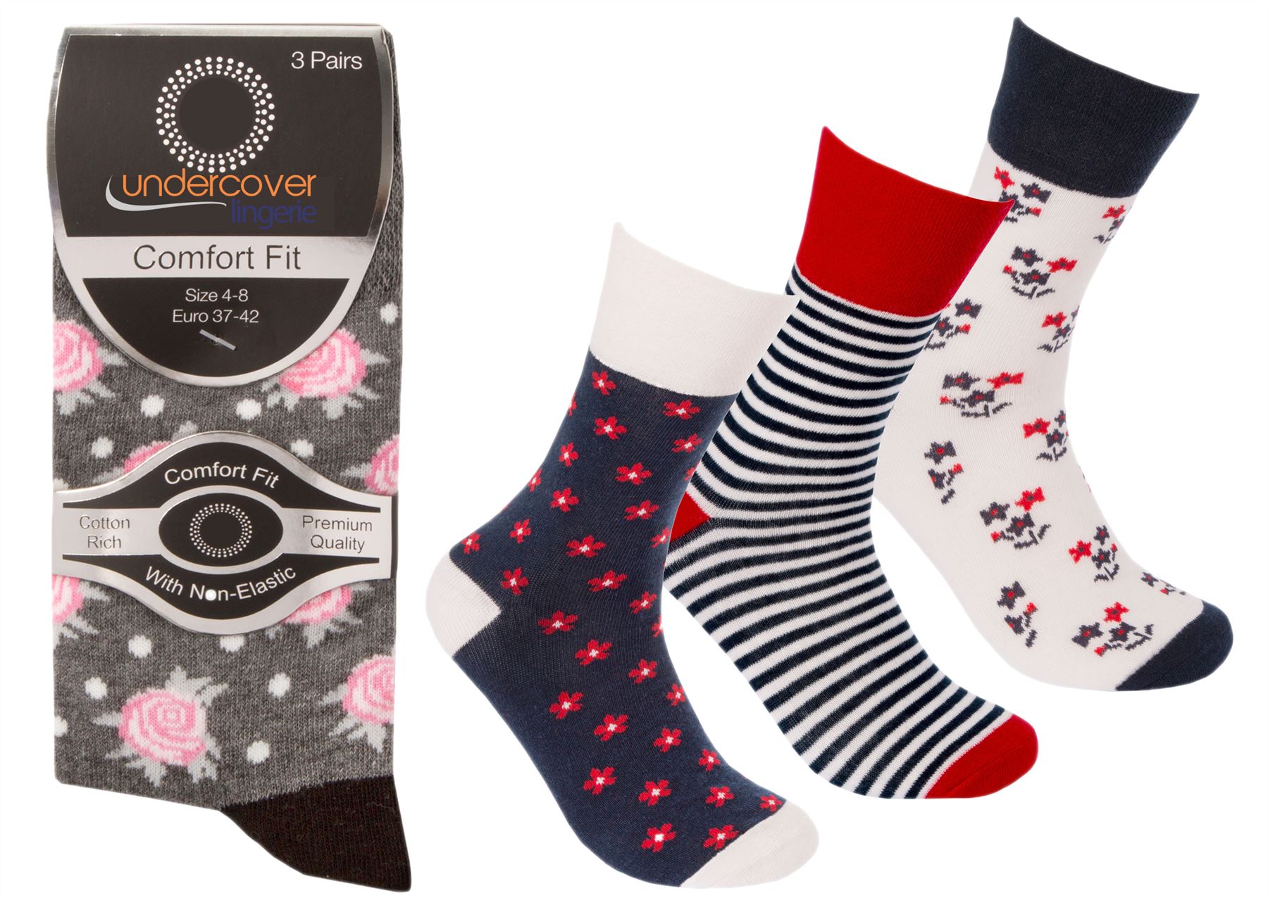 Non Elastic Socks Ladies Cotton Rich Premium Quality Comfort Fit