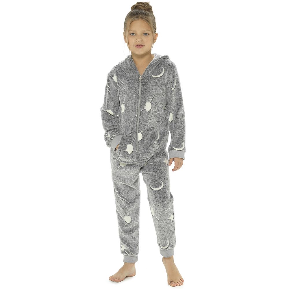 Glow In The Dark 1Onezie Kids Boys Girls Hooded All In One Zip Sleepsuit - Picture 9 of 22