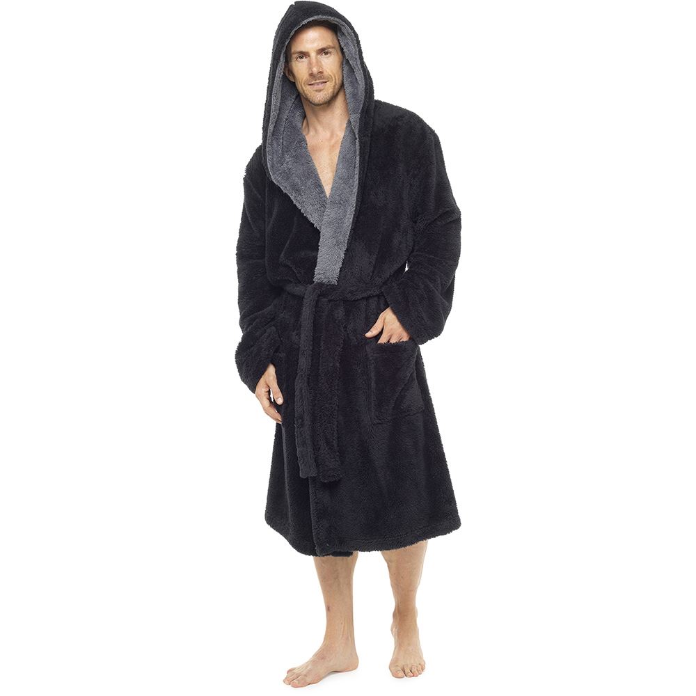 Foxbury Homme Shaggy en Robe polaire à capuche Robe en de chambre avec Contraste Revers Bleu Noir 8fd0b7 Foxbury Homme Shaggy en Robe polaire à capuche Robe en de chambre avec Contraste Revers Bleu Noir 8fd0b7
