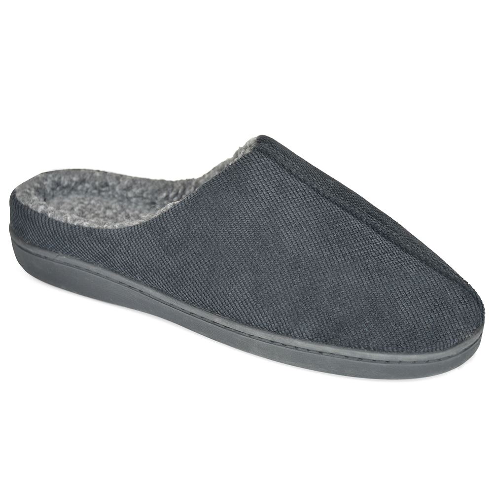 Mens Soft Warm Comfy Fleece Lined Slip On Mule House Slippers eBay