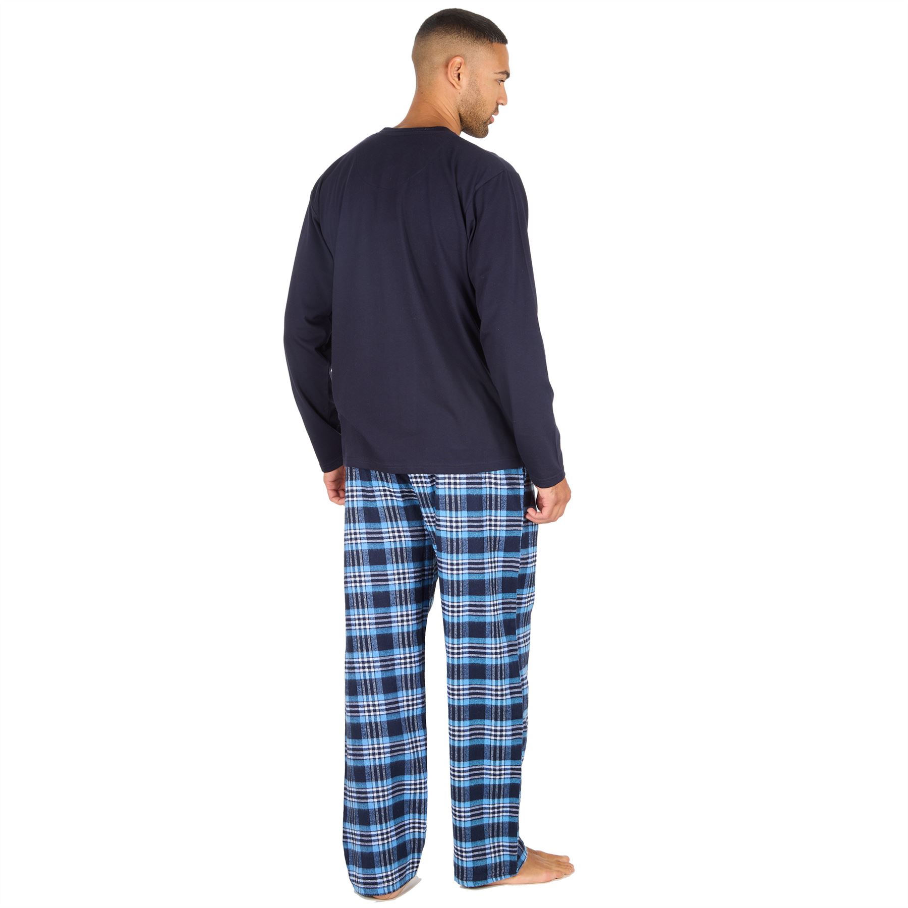 Mens Pyjama Set Adults Jersey & Flannel Cotton Blend Long Sleeve Lounge Pyjamas - Picture 23 of 25