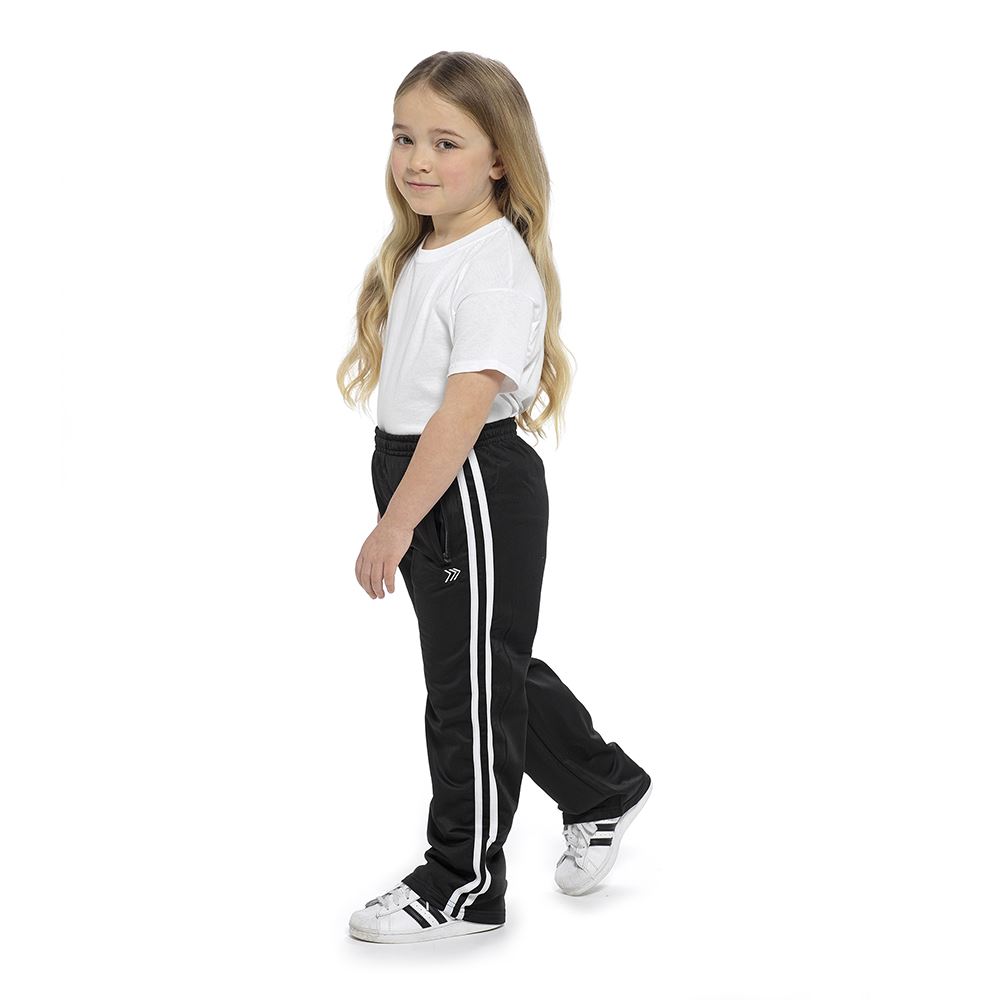 Kids Jogger Bottoms Boys Girls Casual Side Stripe Leisure Loose Leg PE Trousers - Picture 2 of 9