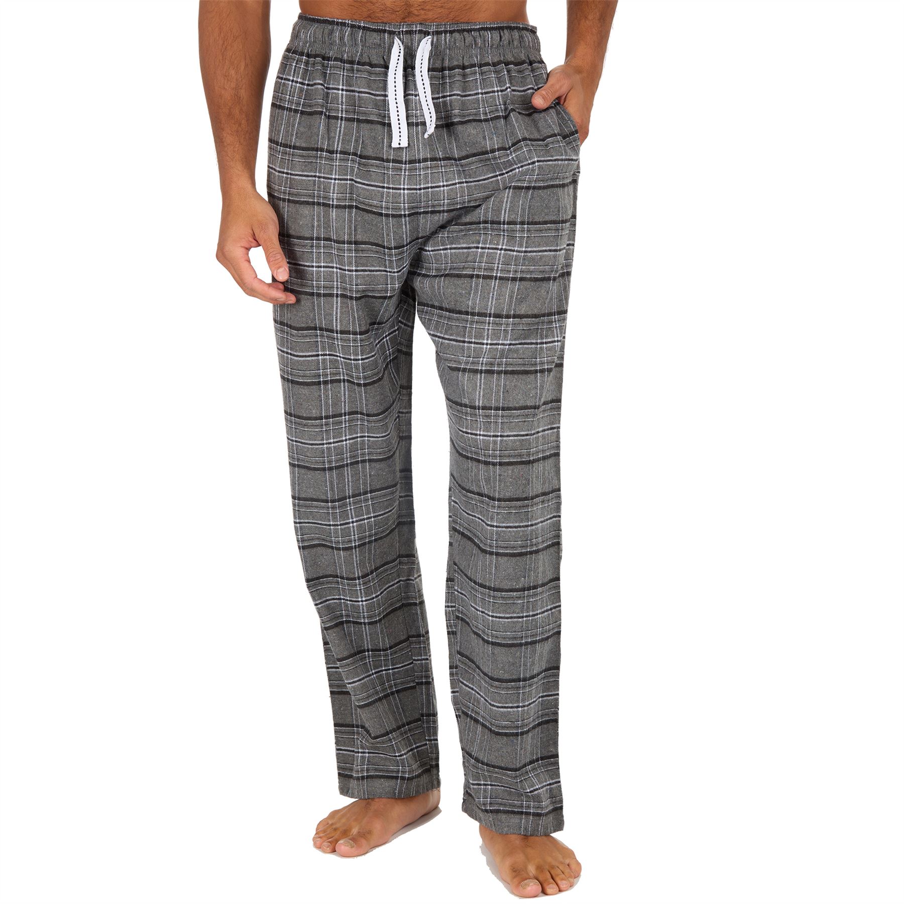 Mens Brushed Cotton Lounge Pants Soft Flannel Check PJs Pyjama Bottoms - Picture 19 of 23
