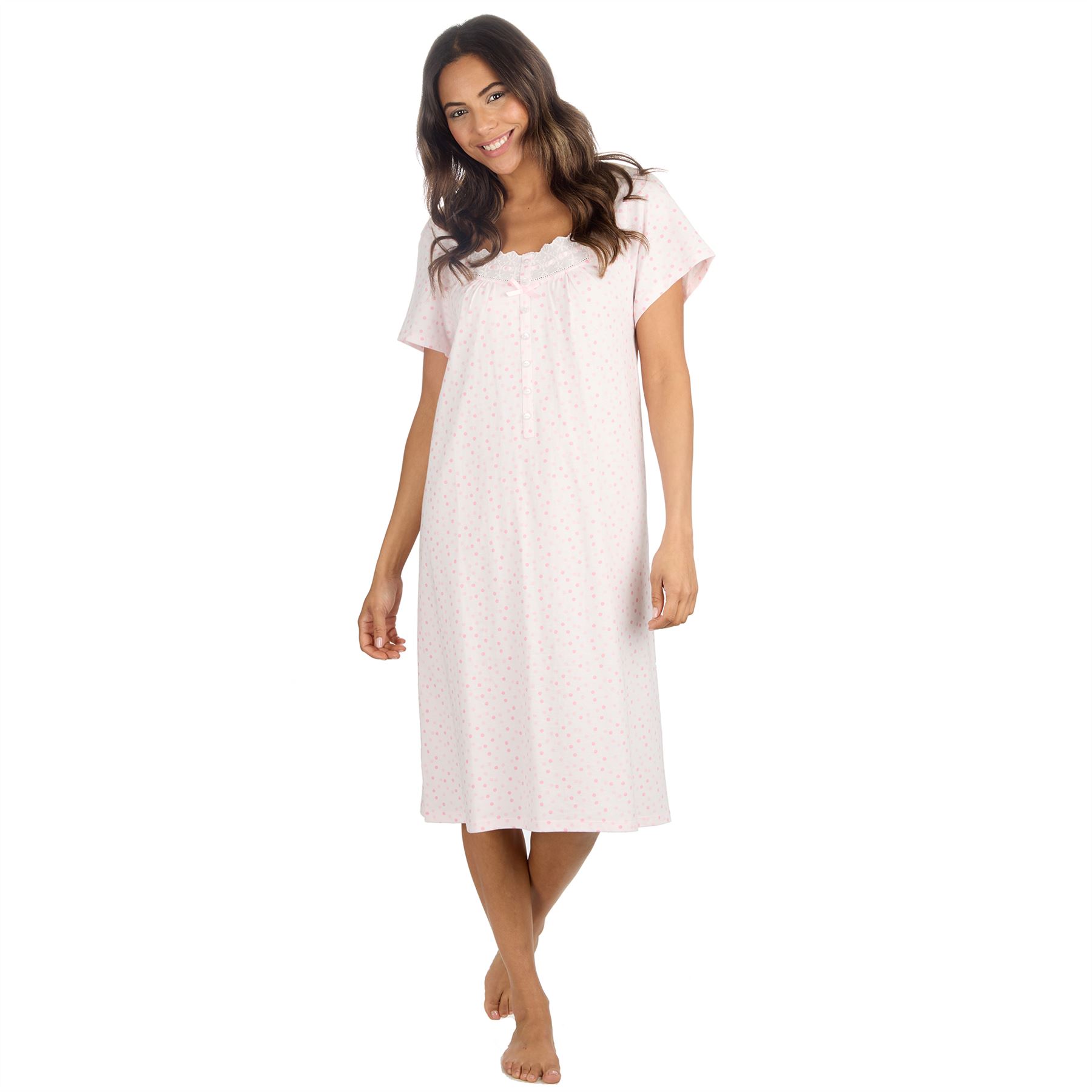 Cottonique Jersey Nightie Ladies 100% Cotton Soft Short Sleeve Nightdress - Picture 25 of 29