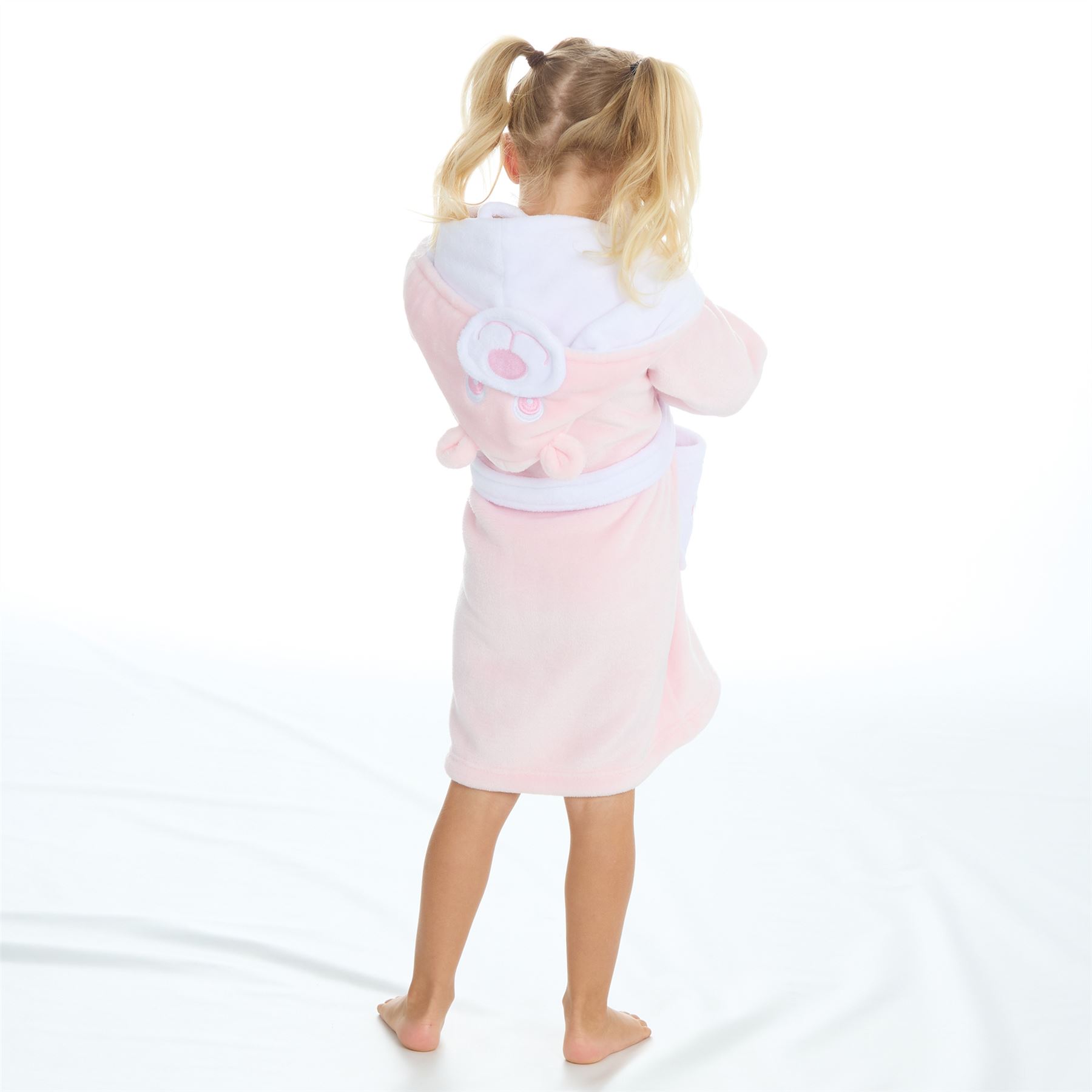 Baby Toddlers Bathrobe Infant Kid Soft Coral Fleece Hooded Dressing Gown - Picture 82 of 103