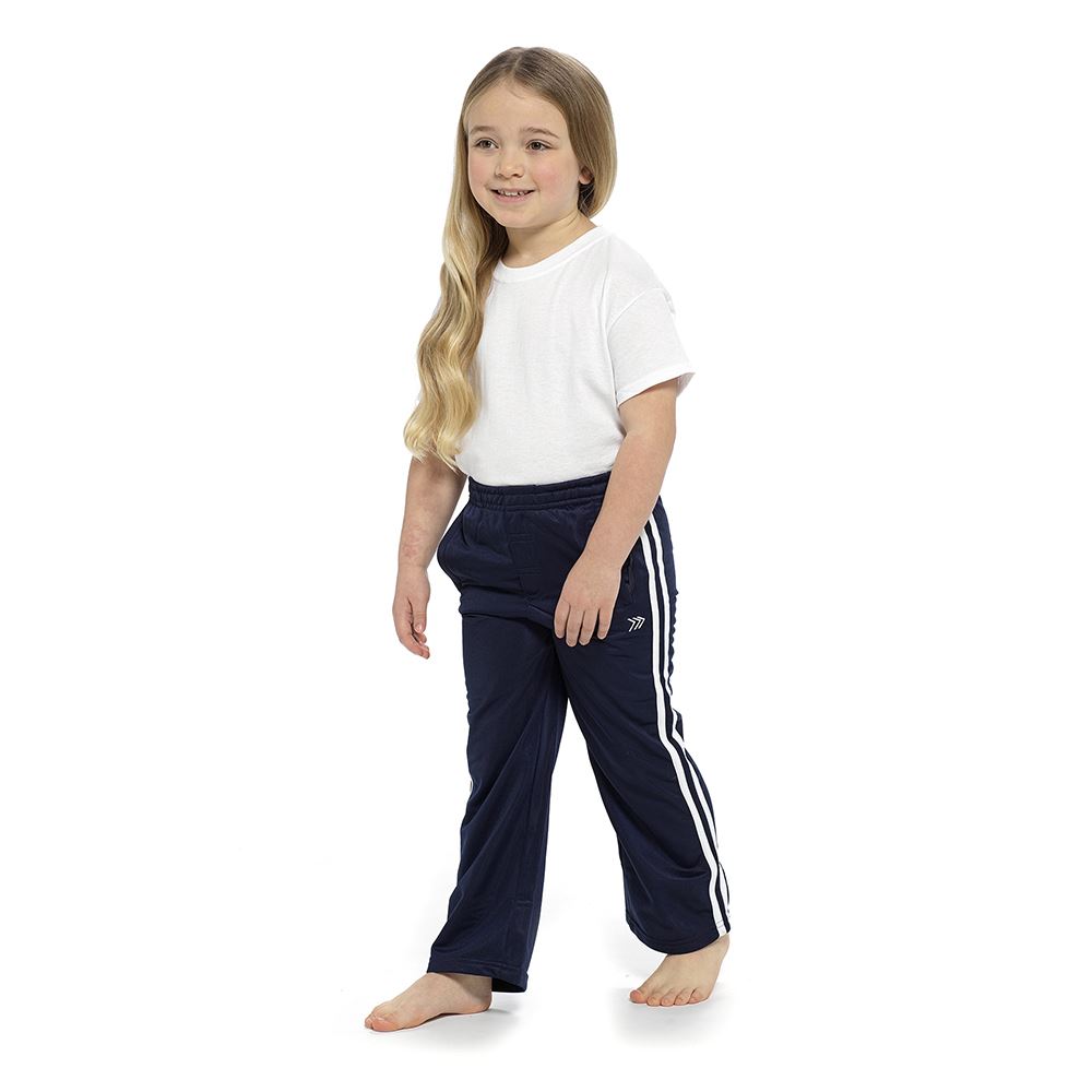Kids Jogger Bottoms Boys Girls Casual Side Stripe Leisure Loose Leg PE Trousers - Picture 6 of 9