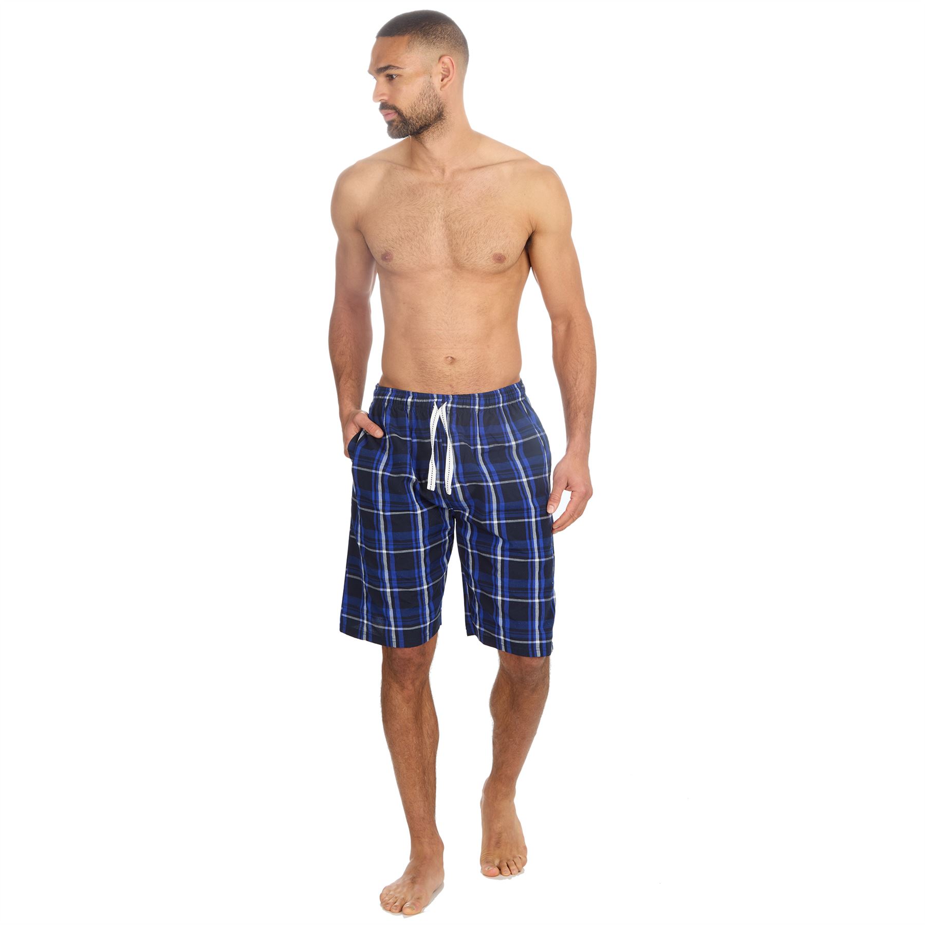 Mens Pyjama Shorts Woven Check Short Pyjamas Bottoms Pants Nightwear - Picture 17 of 35