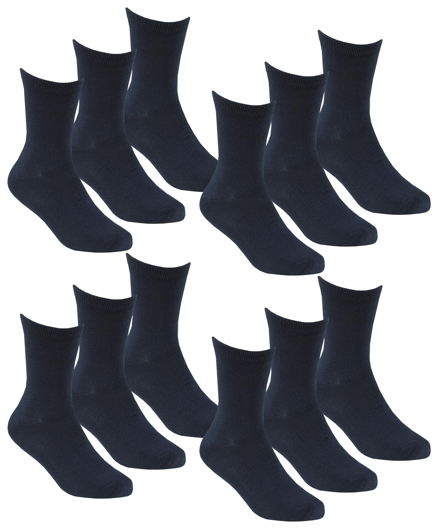 Kids School Socks Boys Girls Cotton Rich Plain Ankle Crew Sock 6 or 12 Pairs - Picture 14 of 17