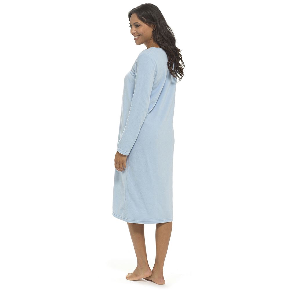 Womens Polar Fleece Nightie Ladies Long Sleeve Soft Touch Winter Nightdress - Picture 4 of 22